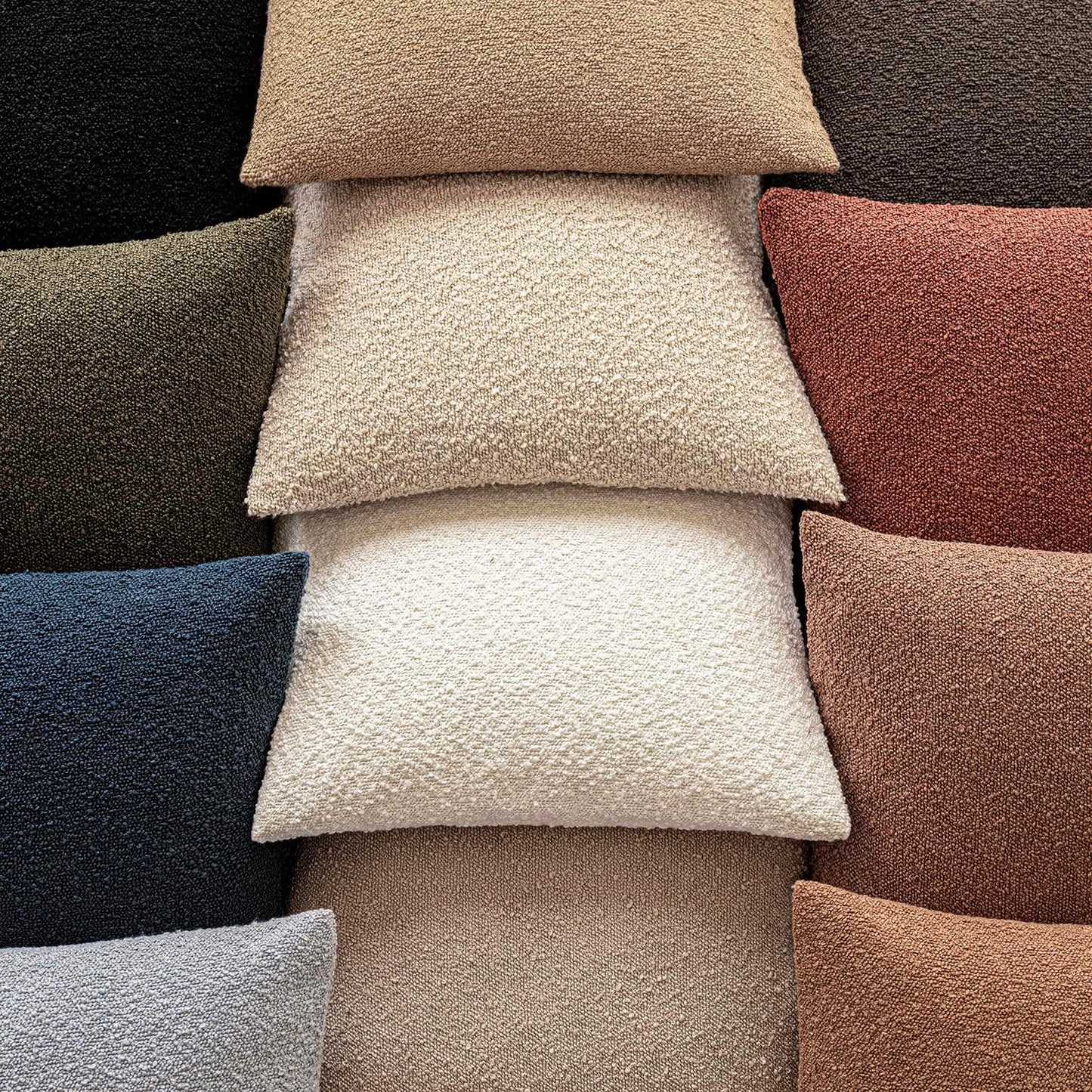 Textured Boucle Throw Pillow Covers Accent Solid Pillow Cases Soft / 18 x 18 / Brown / Set of 2