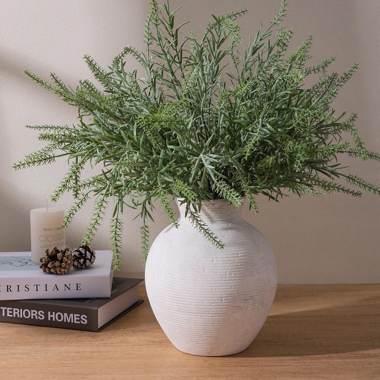 Ceramic Flower Vase Home Decor / 7.4 In - Antique White / 7.4 Inch