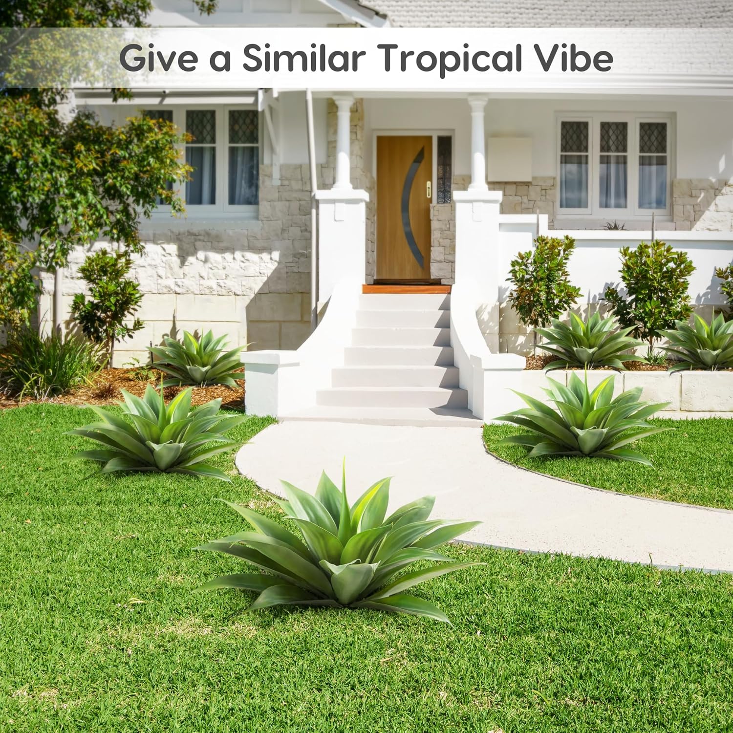 Artificial Agave Plants Outdoor Set / Green*2 / 28 Inches
