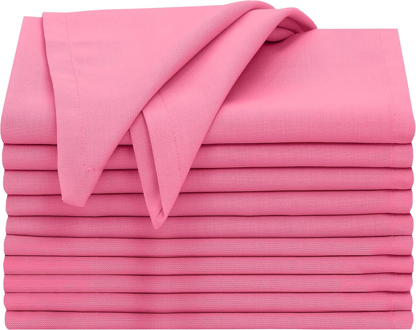Ruvanti Cloth Napkins Set of 12, 100% Cotton 18”x18” - Pink | Washable, Soft, Durable & Absorbent Everyday Napkins. For