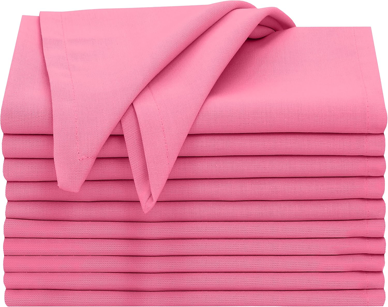 Ruvanti Cloth Napkins Set of 12, 100% Cotton 18”x18” - Pink | Washable, Soft, Durable & Absorbent Everyday Napkins. For