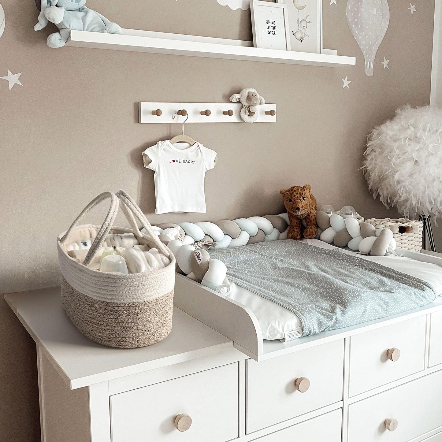 Baby Storage Basket / White&beige Brown / Small