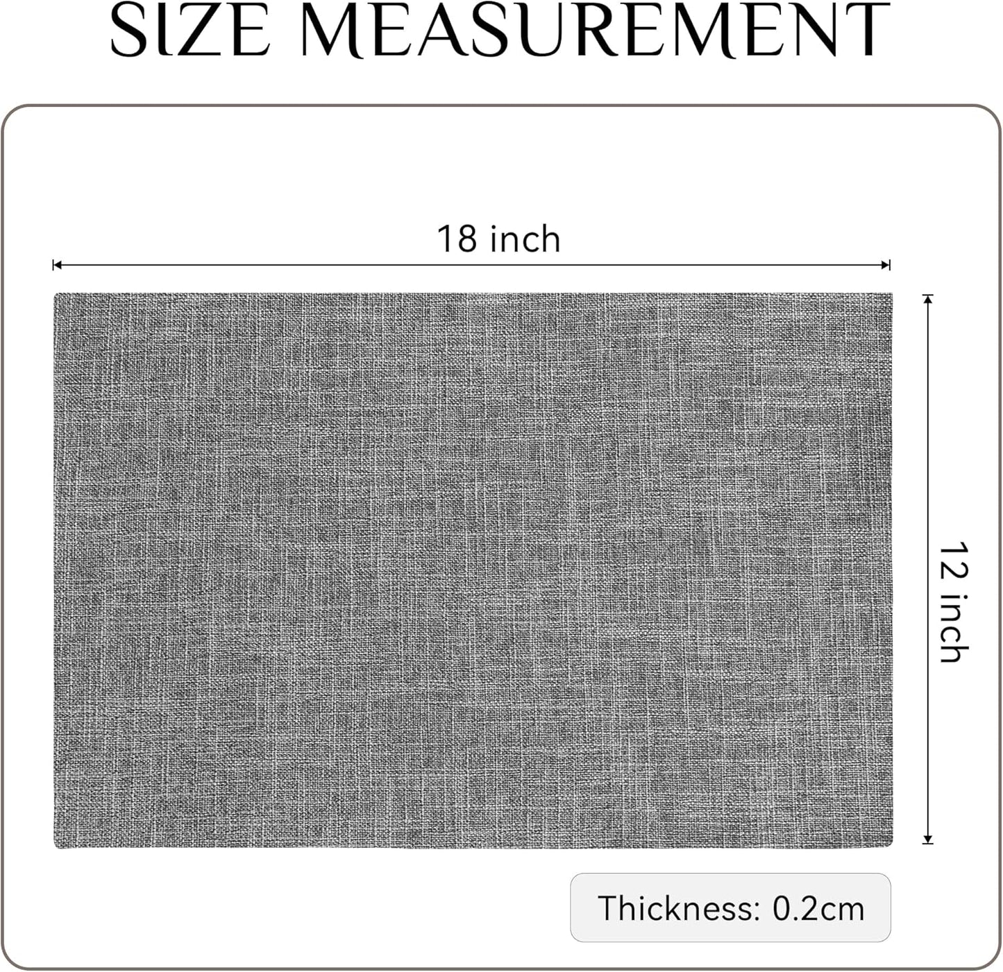 Softalker Faux Linen Cloth Placemats Set of 8-12 x 18 Inch, Light Grey | Double Layered Durable Burlap Farmhouse Place