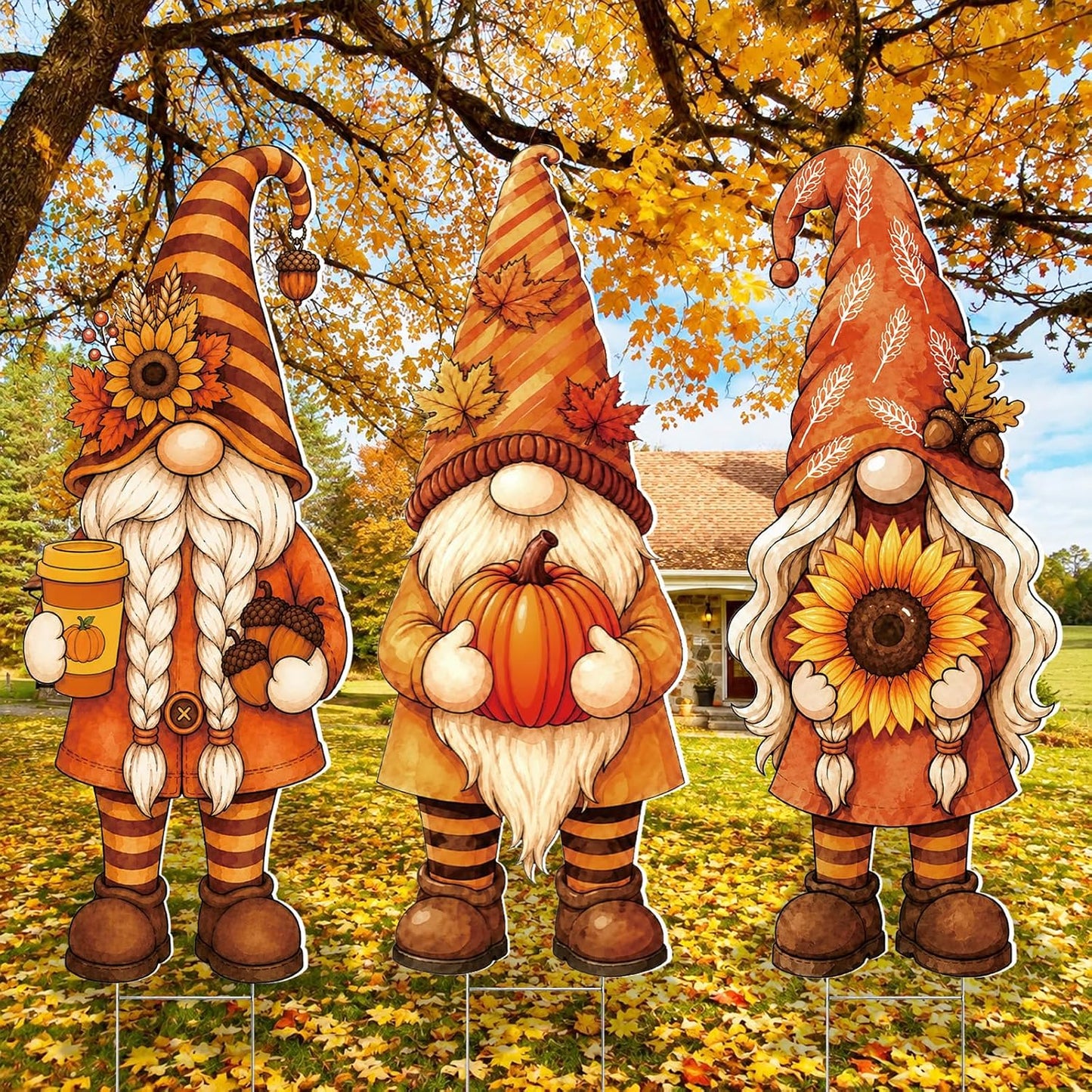 Moucuny 4 Pcs Thanksgiving Table Decorations Wooden Turkey Tiered Tray