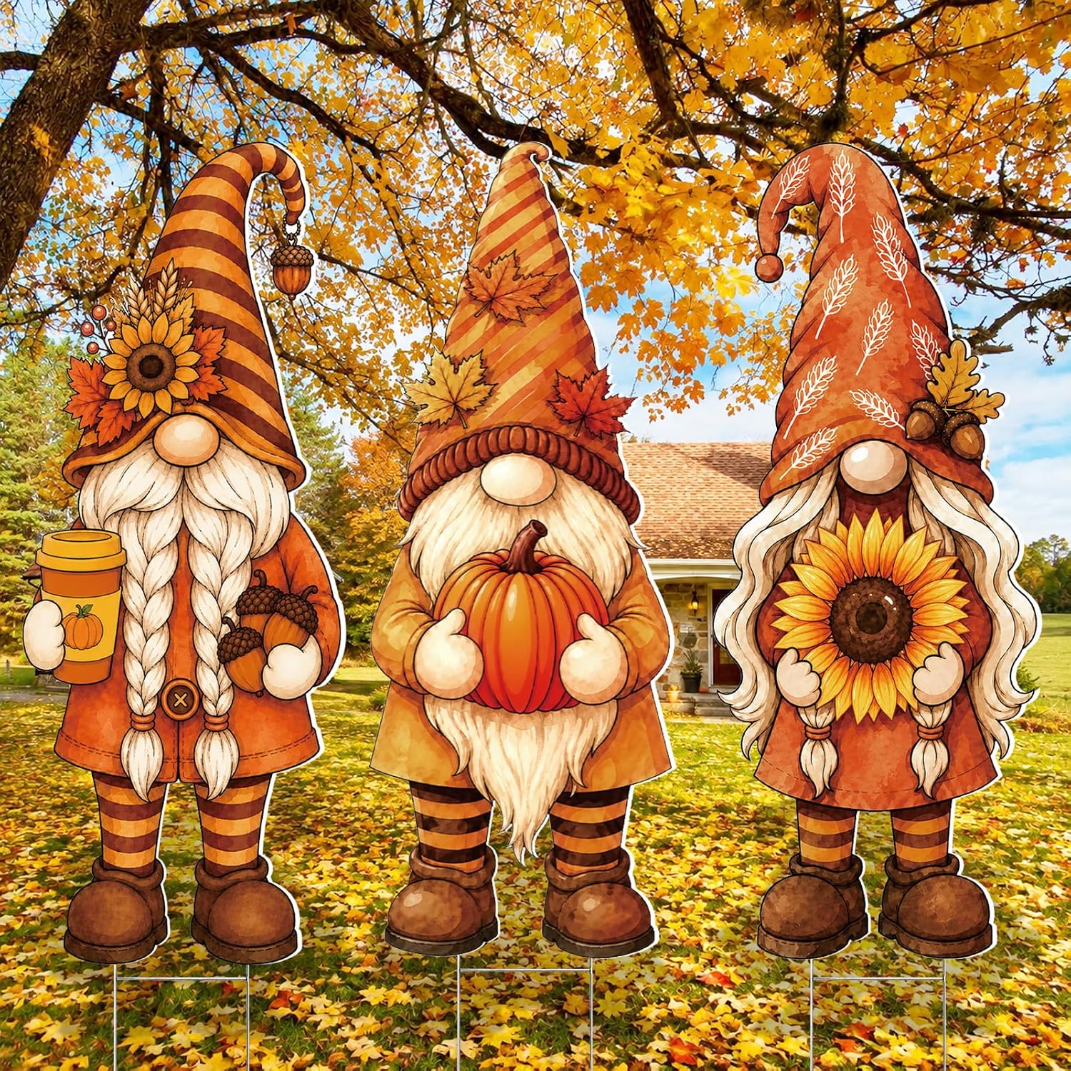 Moucuny 4 Pcs Thanksgiving Table Decorations Wooden Turkey Tiered Tray