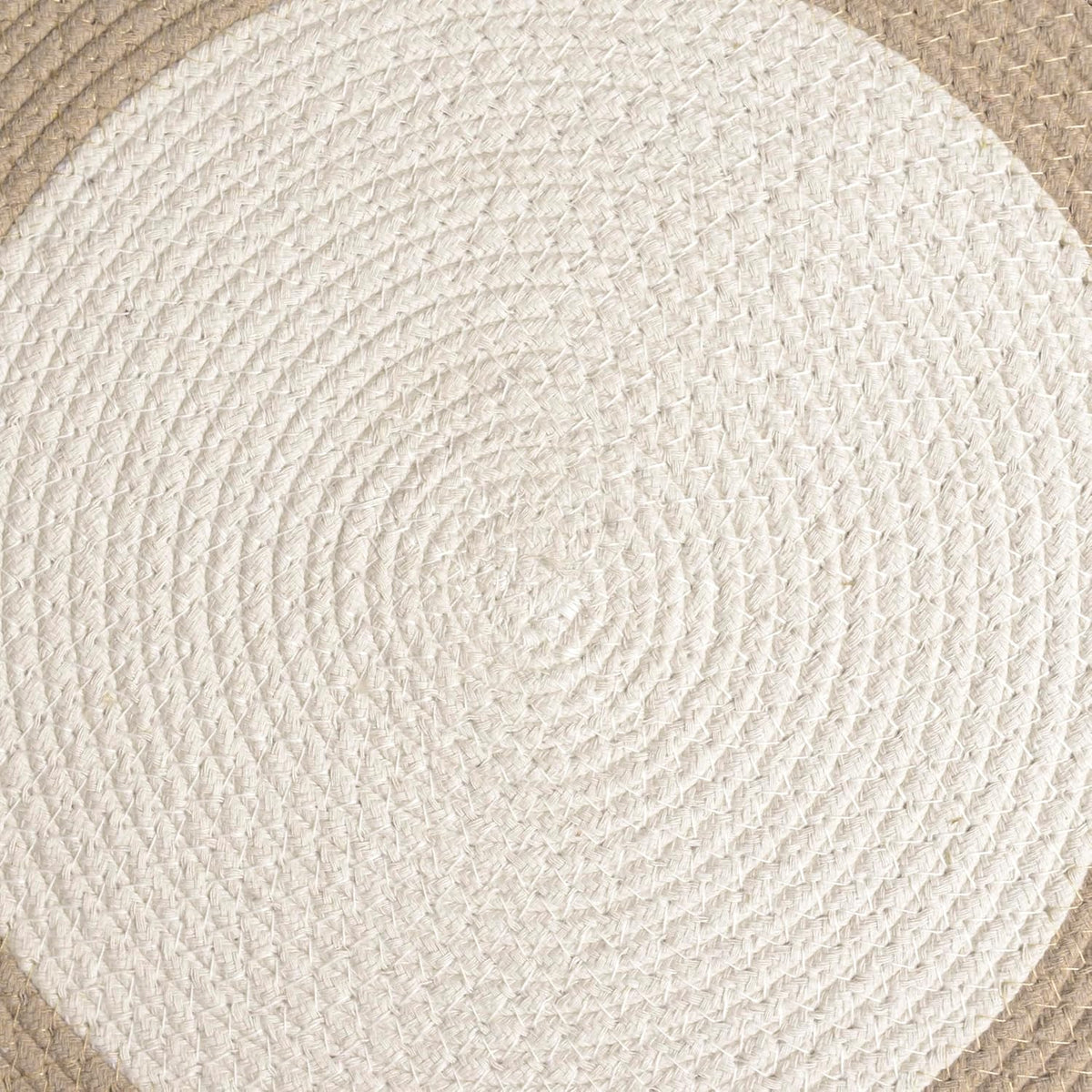 Encasa XO Placemats, Round Cotton Dining Table Mats 13" | Off White & Beige, Handcrafted Ribbed Texture | Heat