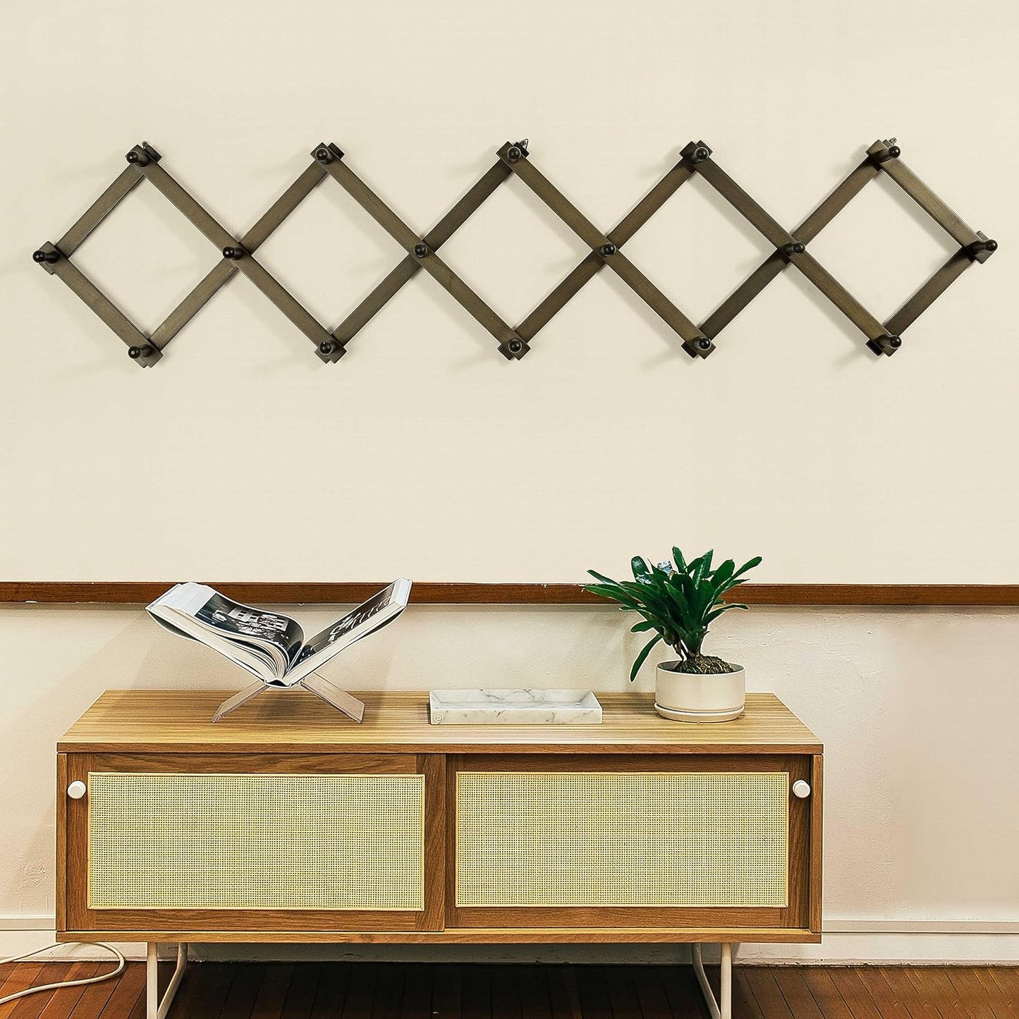 WEBI Accordion Wall Hanger,Accordion Hat Rack for Wall,Expandable Wooden Coat Rack Wall Mounted,Accordion Hook Rack for