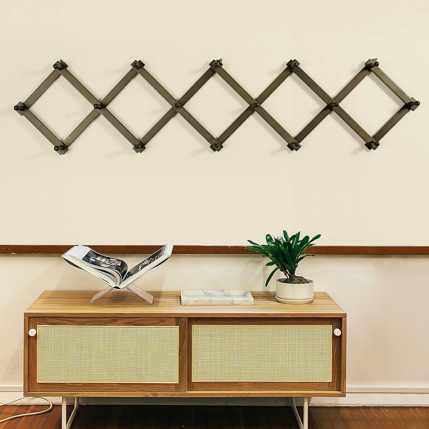 WEBI Accordion Wall Hanger,Accordion Hat Rack for Wall,Expandable Wooden Coat Rack Wall Mounted,Accordion Hook Rack for
