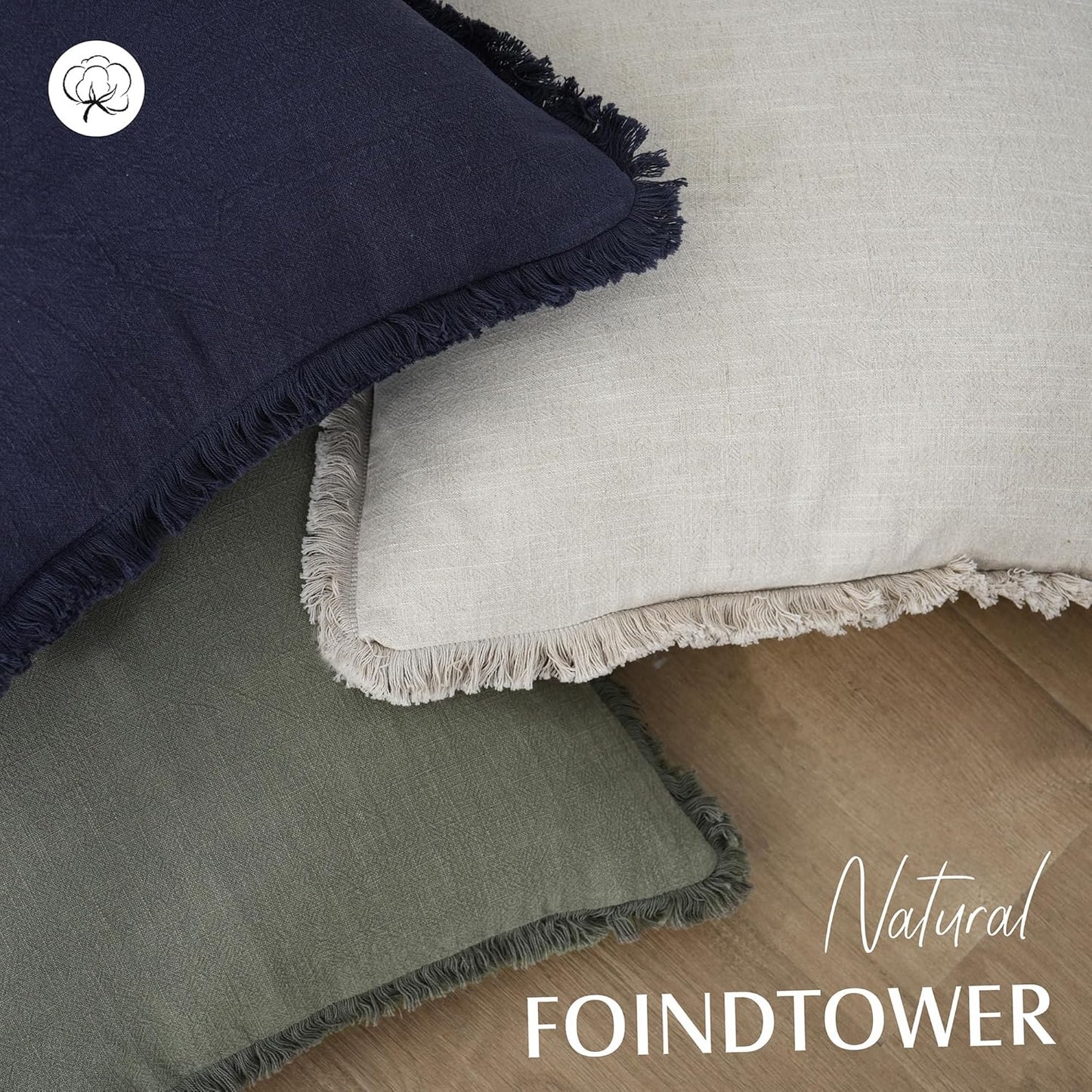 Decorative Linen Fringe Lumbar Throw Pillow Covers Boho Farmhouse Cushion / 20 x 12 / Natural Beige