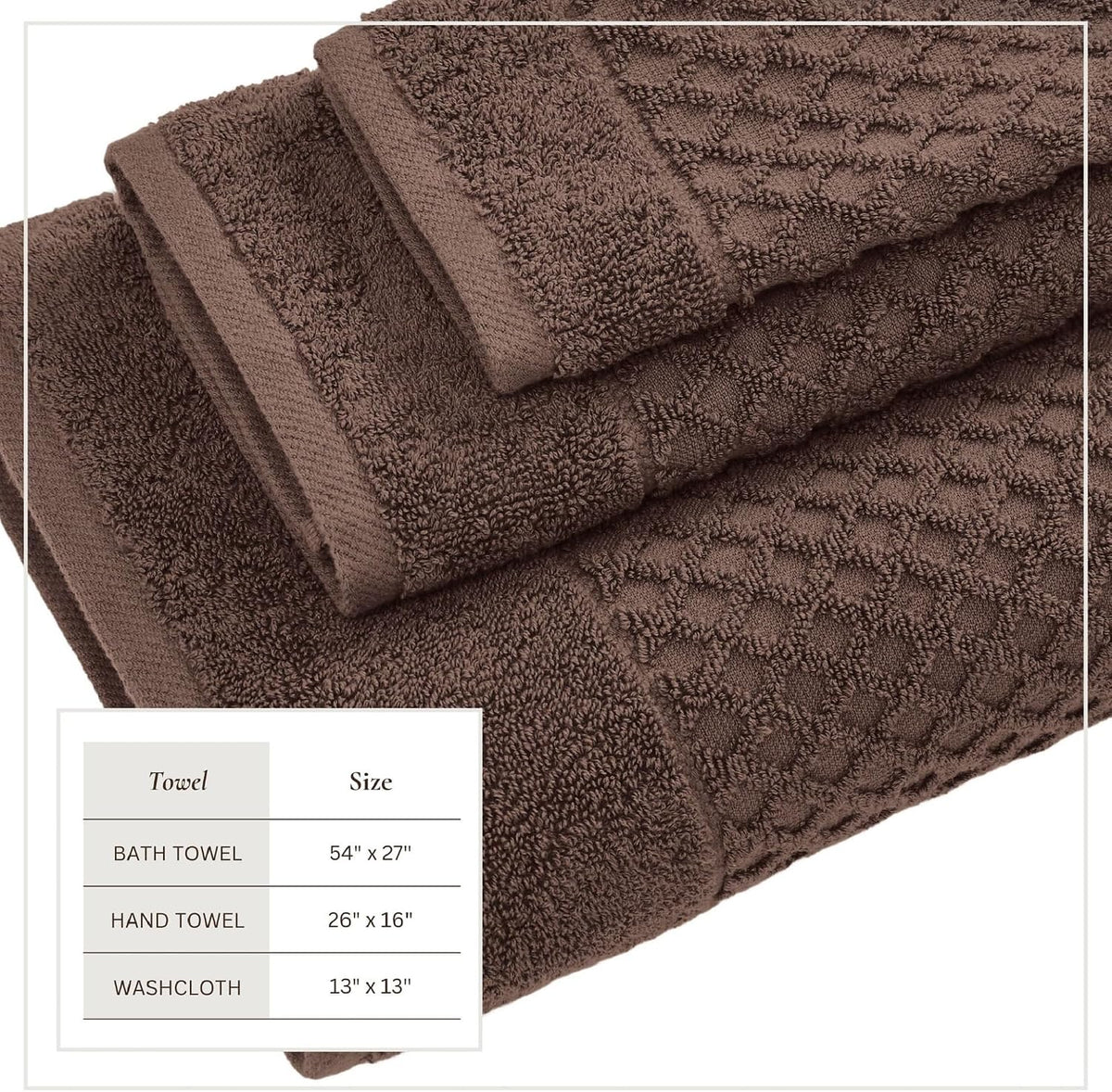 Great Bay Home Bath Towels - 100% Cotton 6 Piece Towel Set - Diamond Waffle Weave - Absorbent, Durable, Quick-Dry