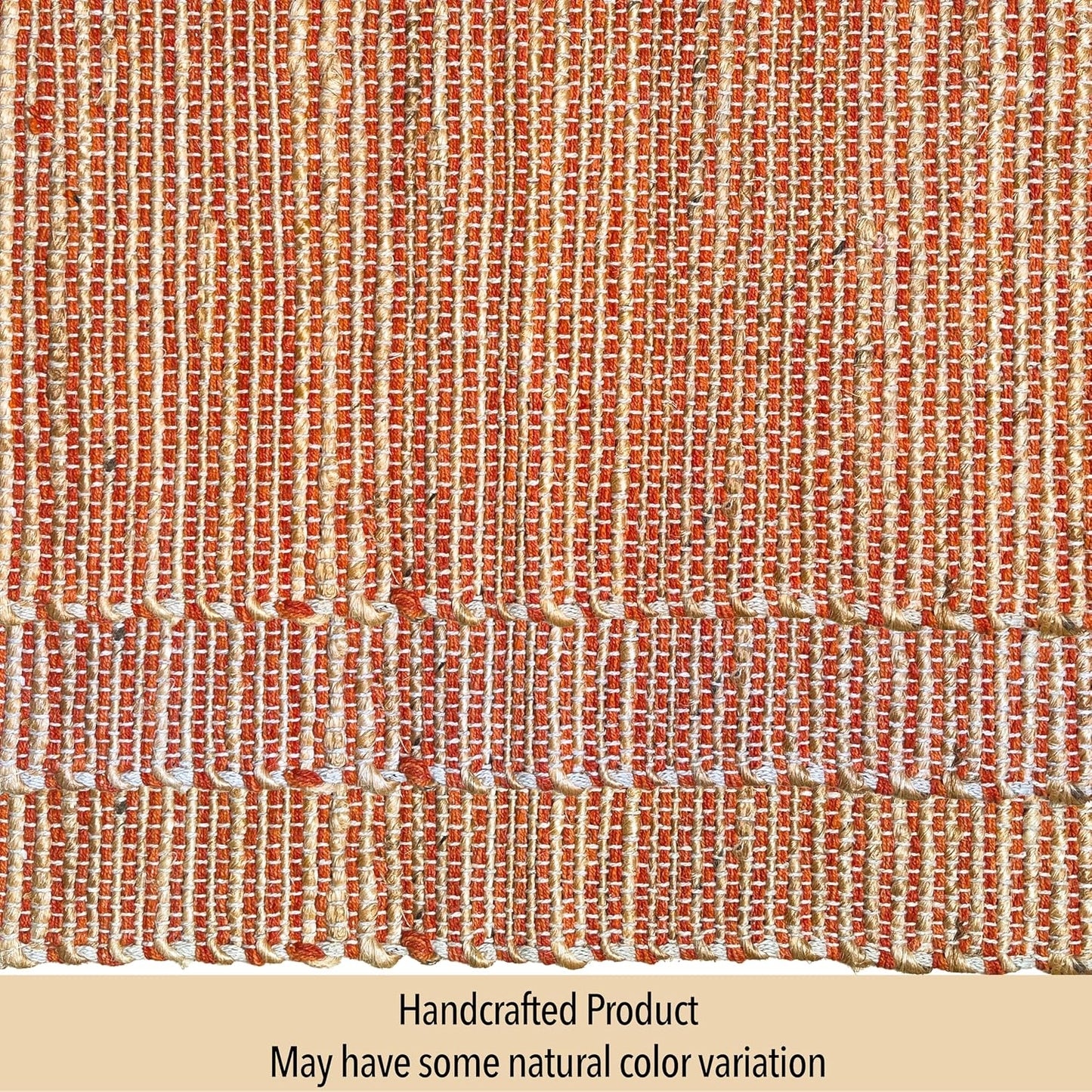 Natural Jute & Rust Orange Placemats, Set of 4 – Rustic Handmade Boho Table Mats, 13x19 Inch Dining Table Placemats for