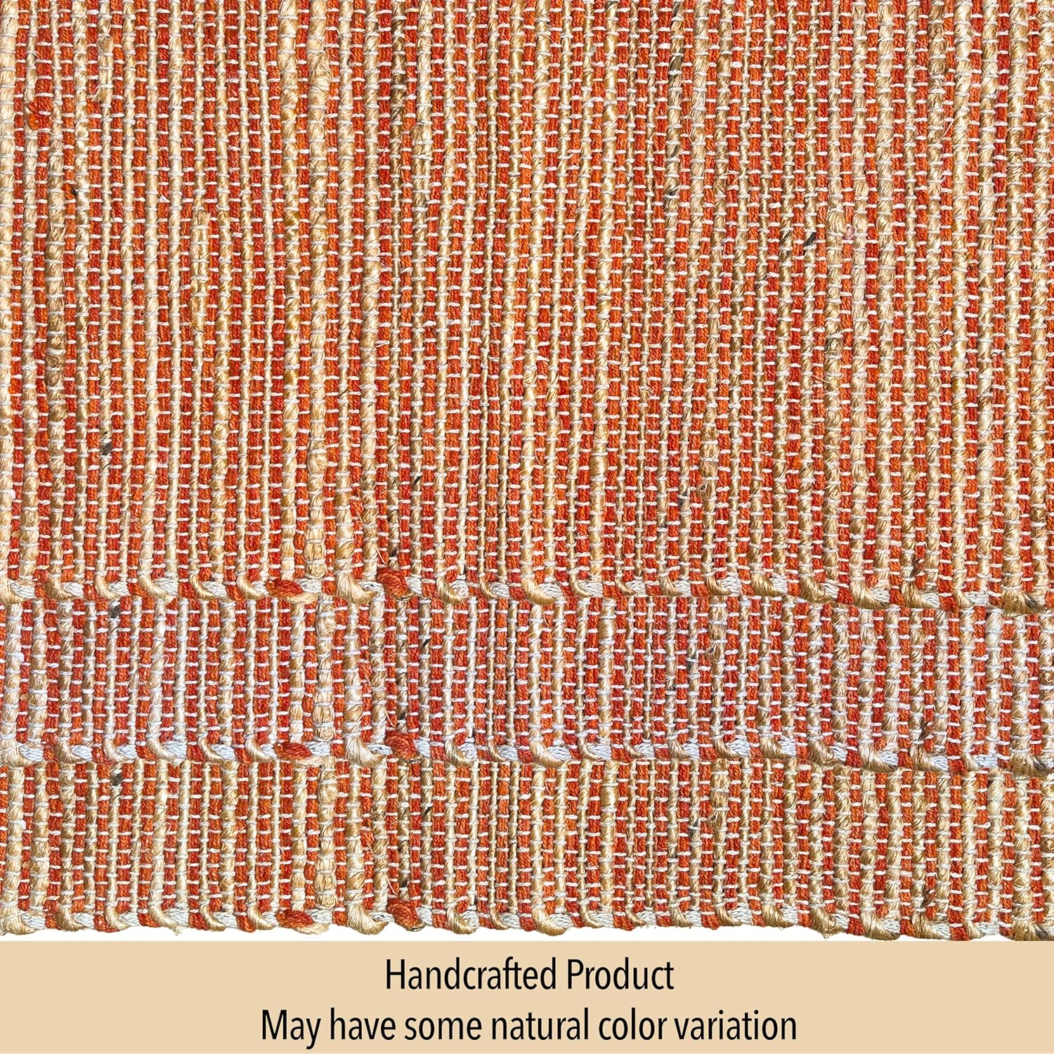 Natural Jute & Rust Orange Placemats, Set of 4 – Rustic Handmade Boho Table Mats, 13x19 Inch Dining Table Placemats for
