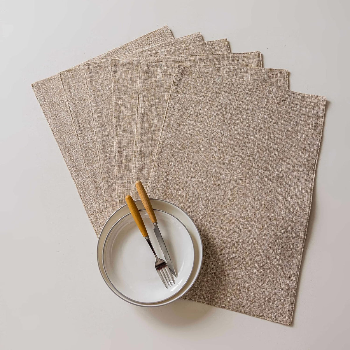 Home Brilliant Linen Place Mats Set of 8 Heat Resistant Dining Table Place Mats Cloth Placemats Kitchen Table Mats