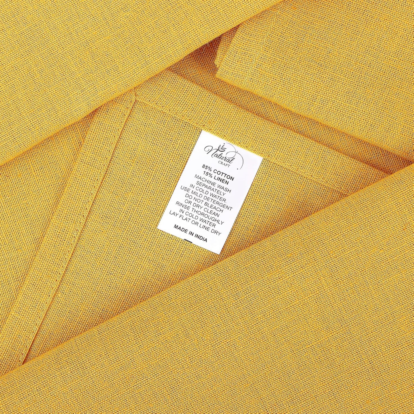 NATURALCRAFT Cloth Napkins Set of 12 Cotton Linen18x18 inch Gold Yellow | Washable Reusable Fabric Soft Durable Quality
