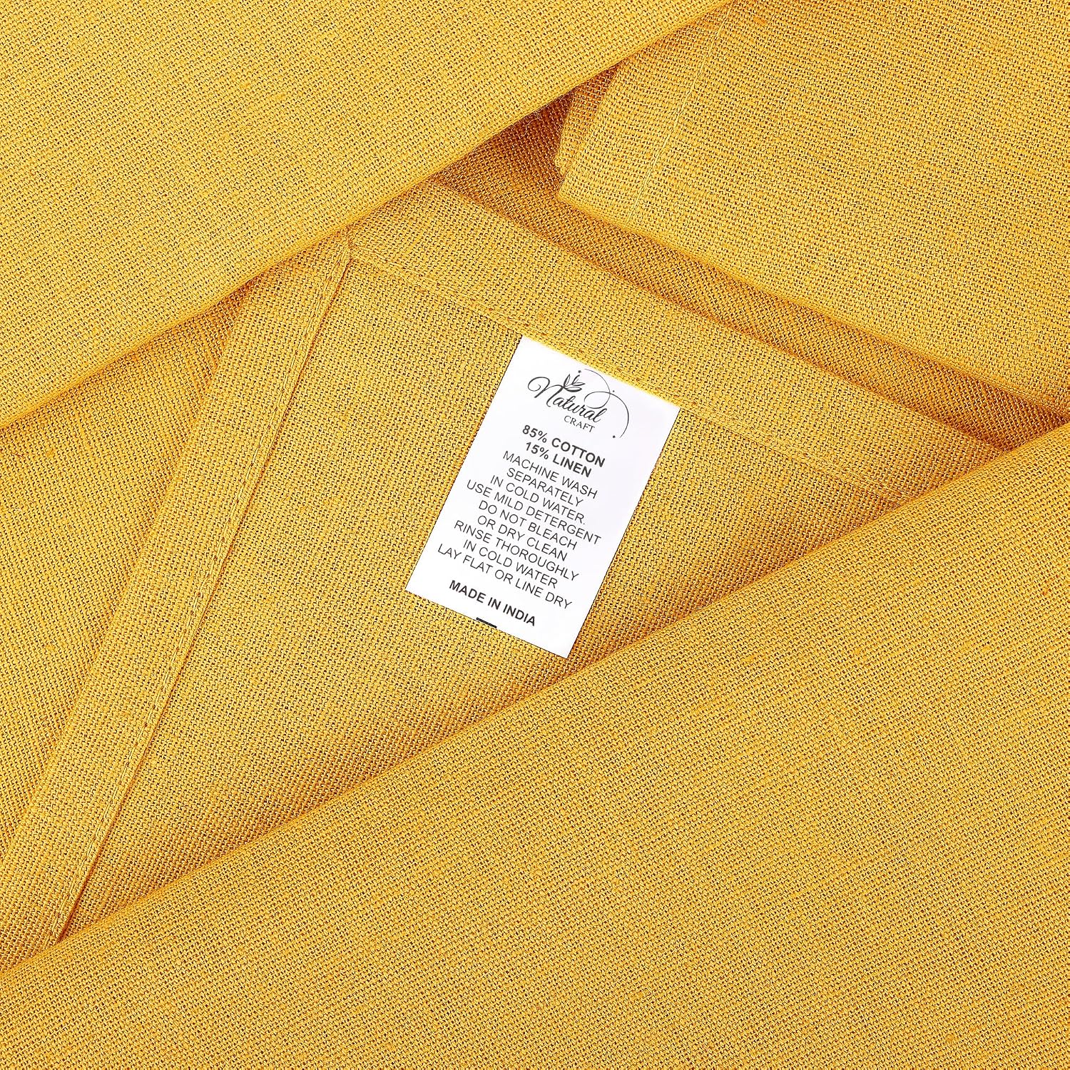 NATURALCRAFT Cloth Napkins Set of 12 Cotton Linen18x18 inch Gold Yellow | Washable Reusable Fabric Soft Durable Quality