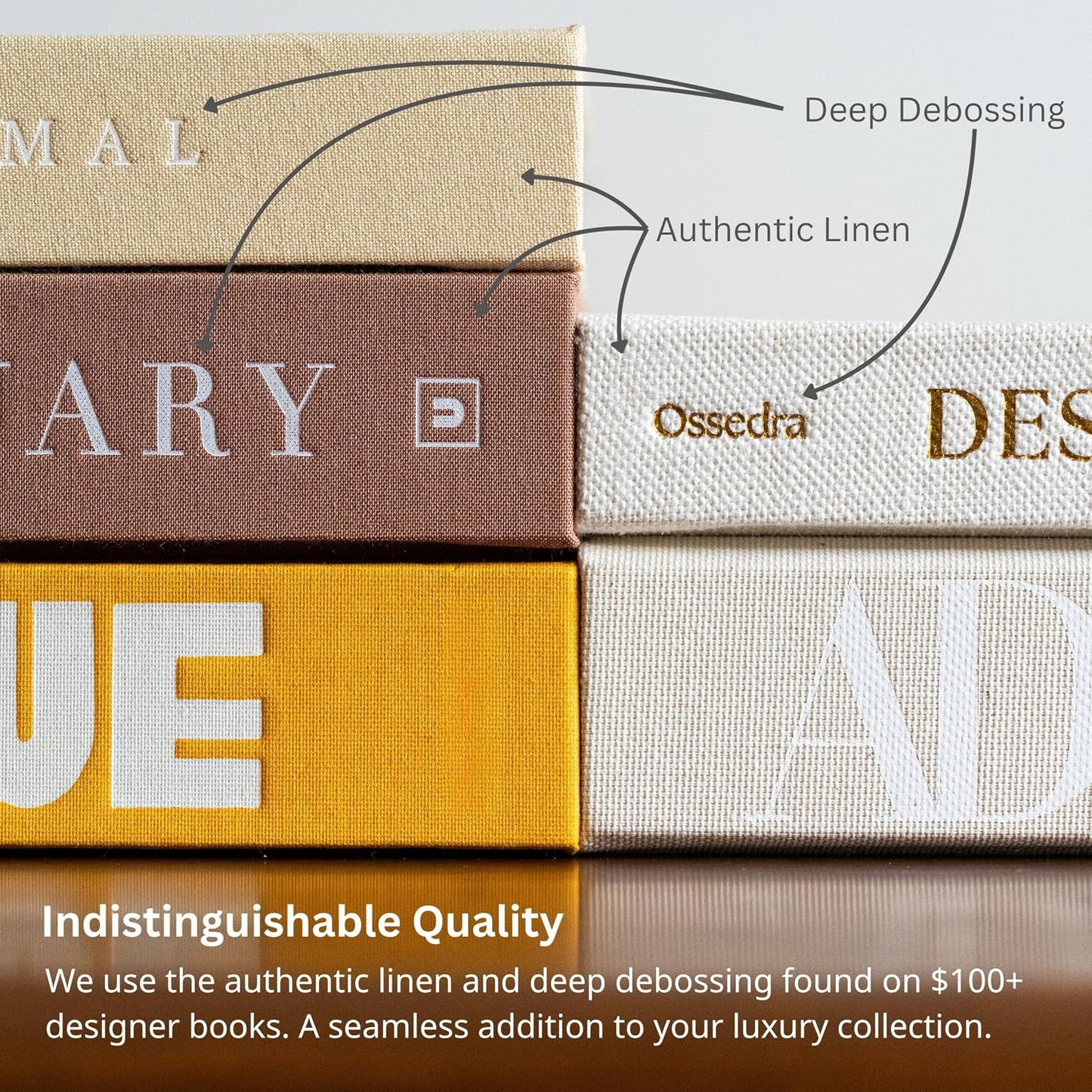 Real Linen Hardcover Books / Set of 3