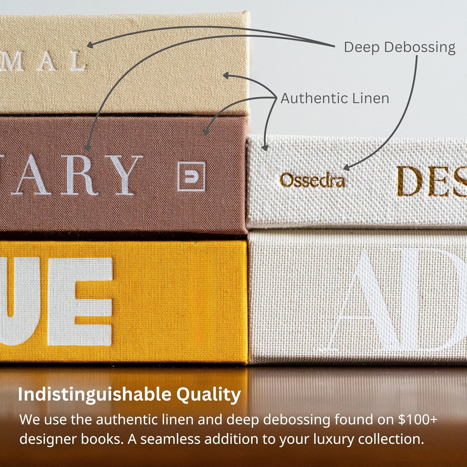 Real Linen Hardcover Books / Set of 3