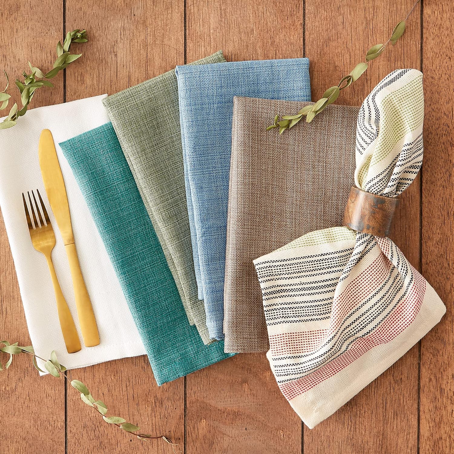 DII Variegated Tabletop Collection, Napkin Set, 20x20, Artichoke Green, 6 Piece