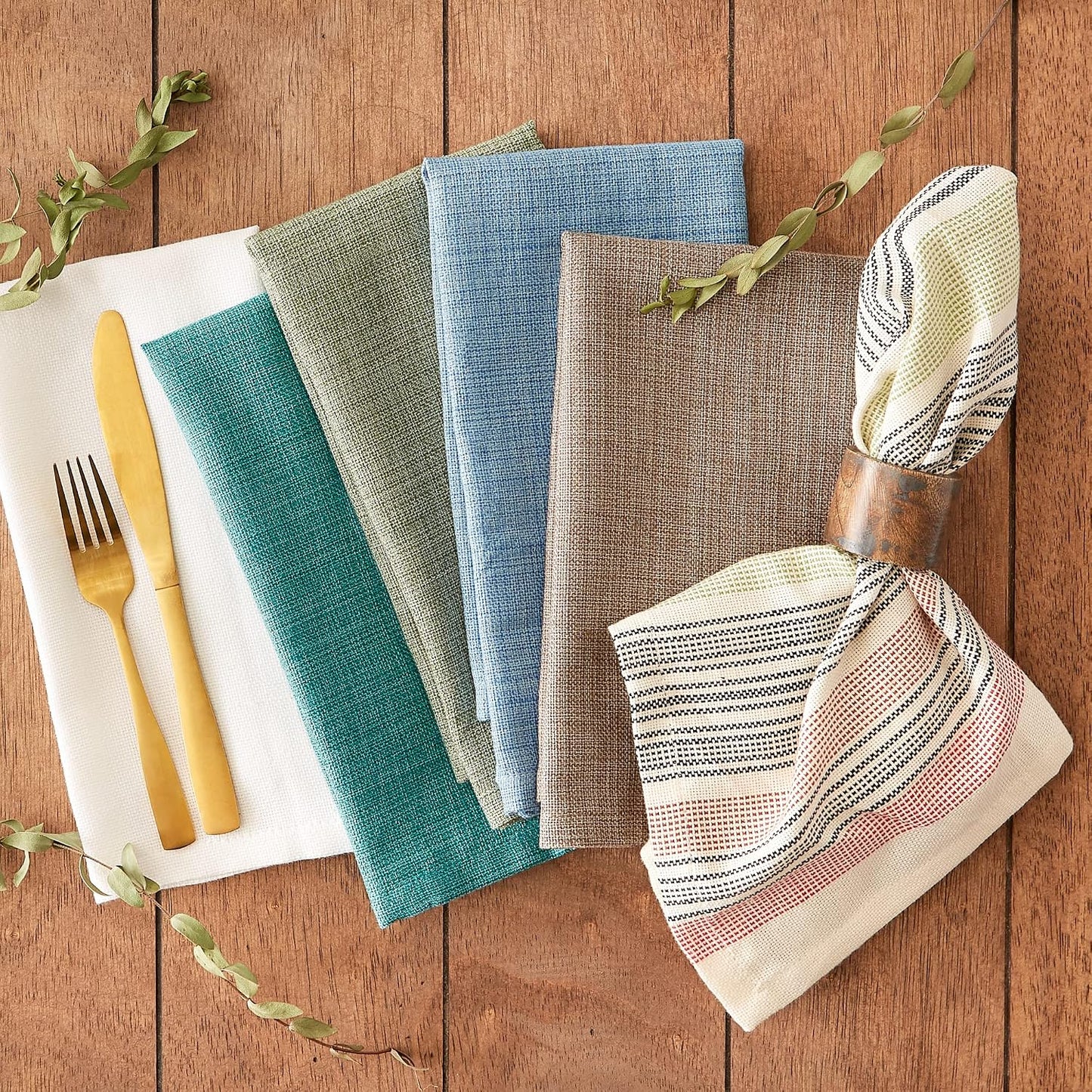 DII Variegated Tabletop Collection, Napkin Set, 20x20, Teal, 6 Piece