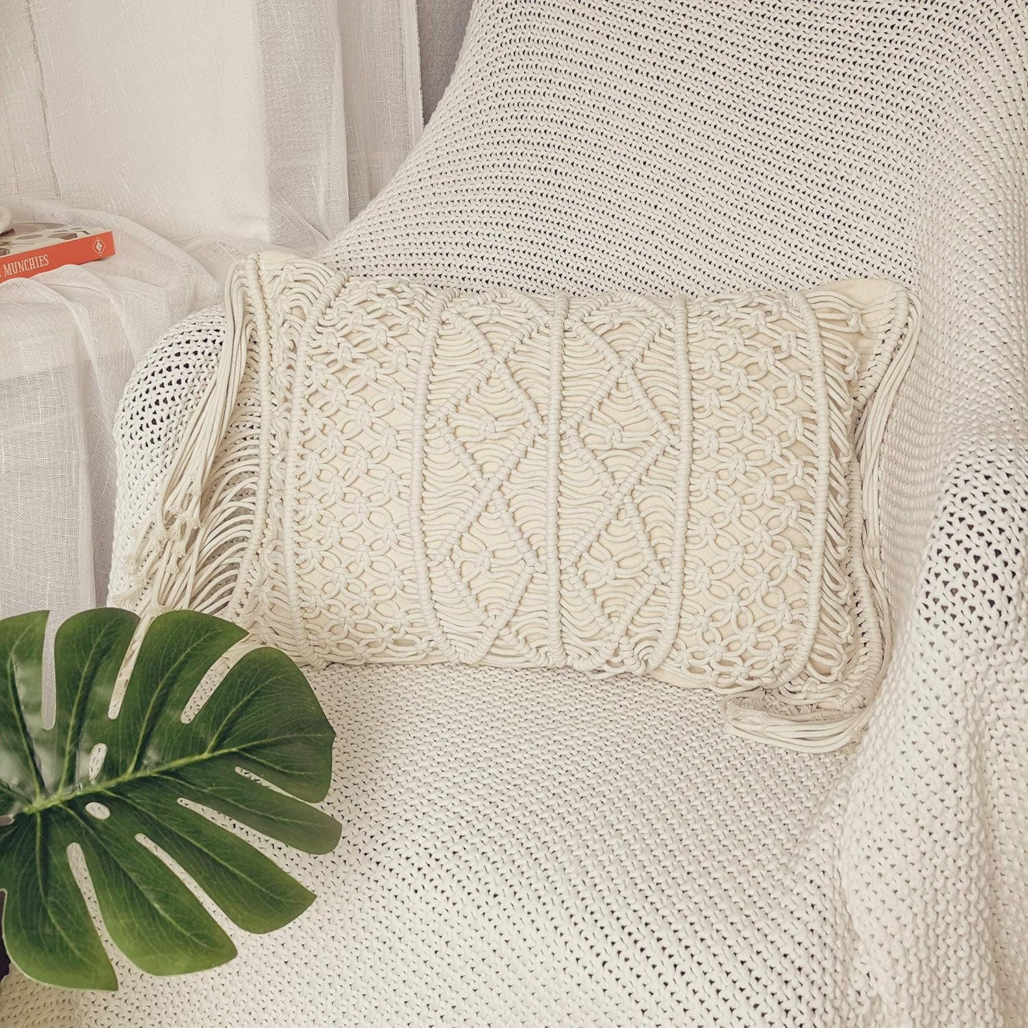Macrame Lumbar Pillow Cover / B / Set of 2
