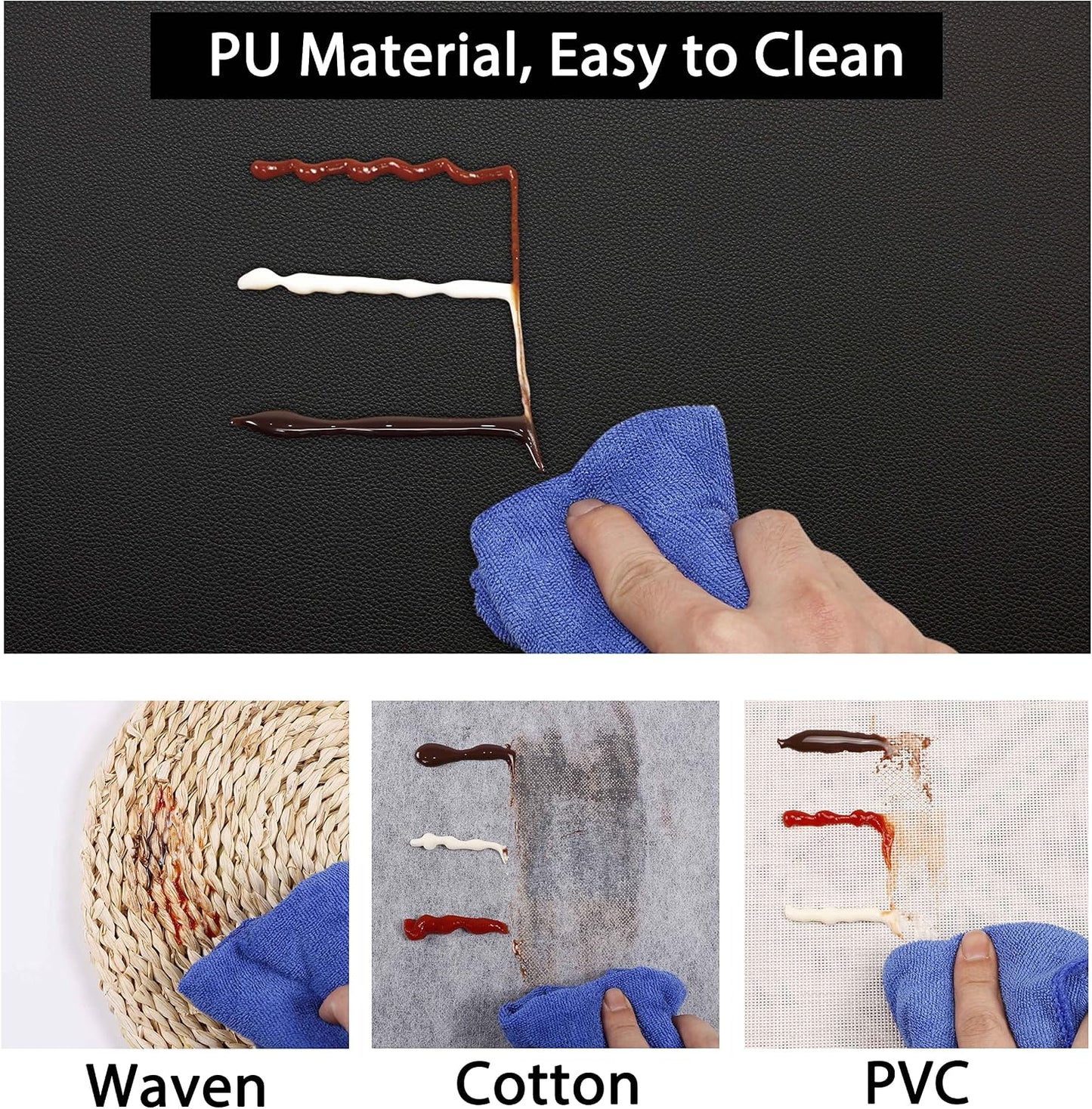Wipeable Placemats Leather Table Mats Waterproof Heat-Resistant Easy to Clean for Dining Table Set Kitchen Table (6