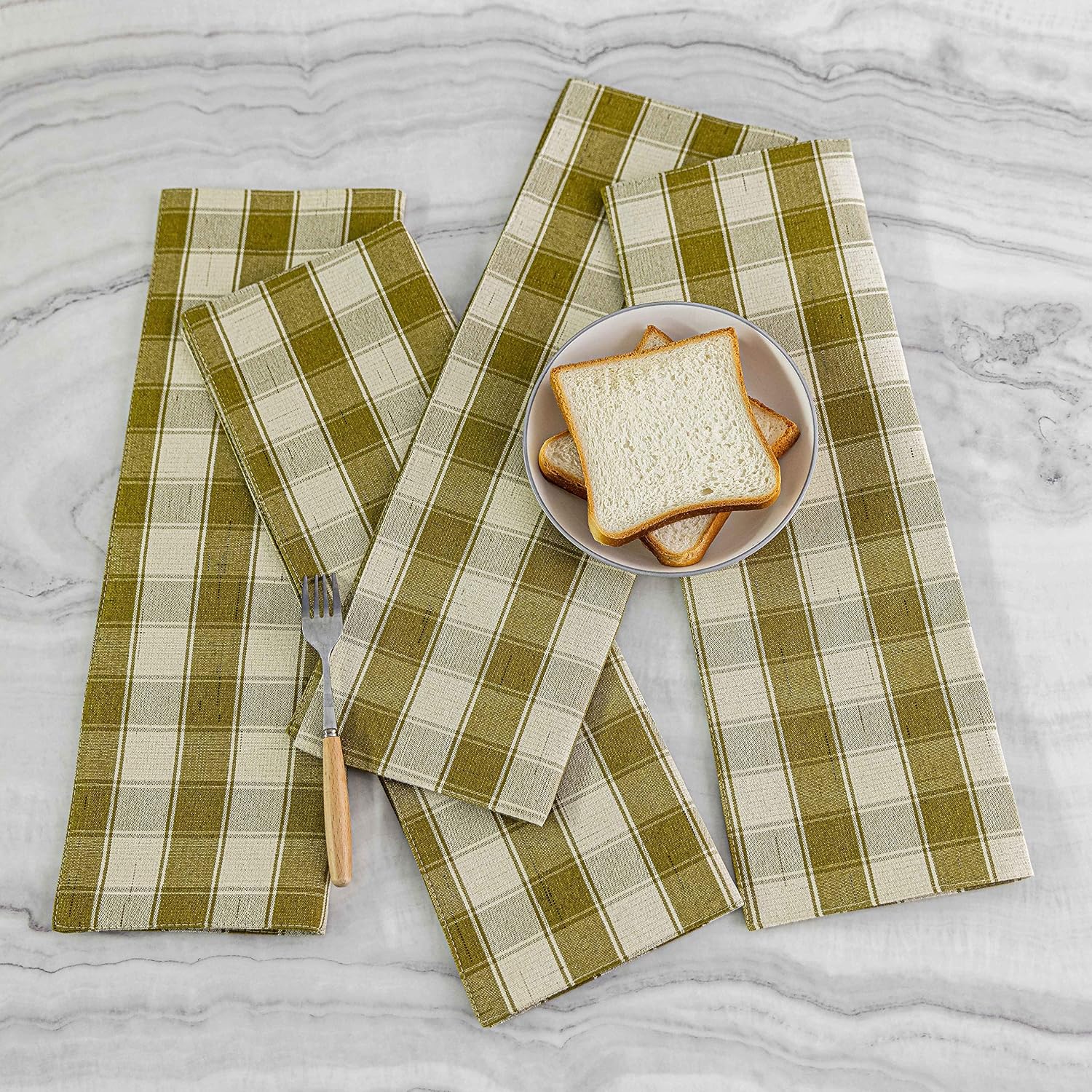 Home Brilliant Green Placemats Set of 6 Buffalo Plaid Place Mats Farmhouse Style Check Country Dining Table Place Mats