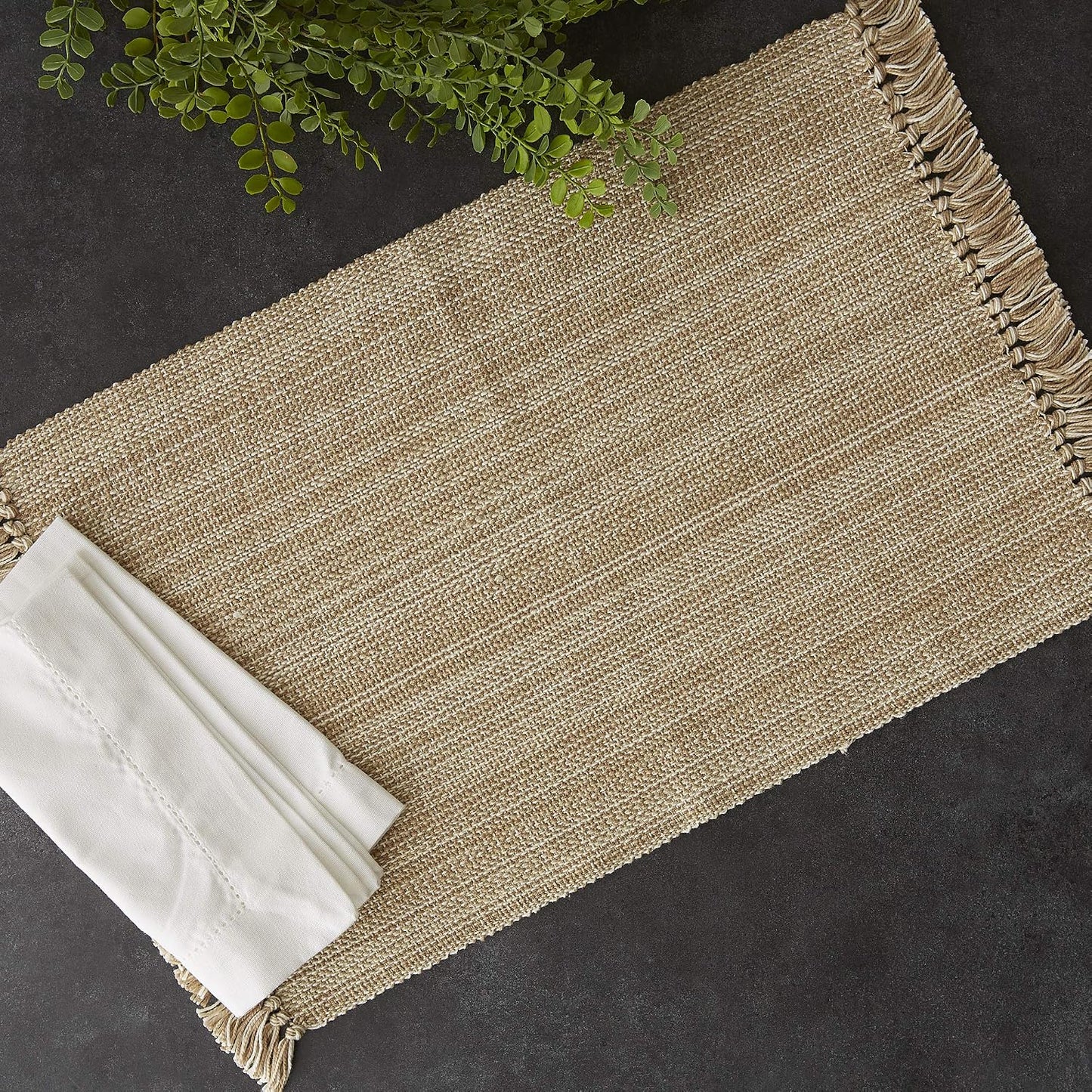 DII Variegated Tabletop Collection, Placemat Set3x19, Taupe, 6 Piece