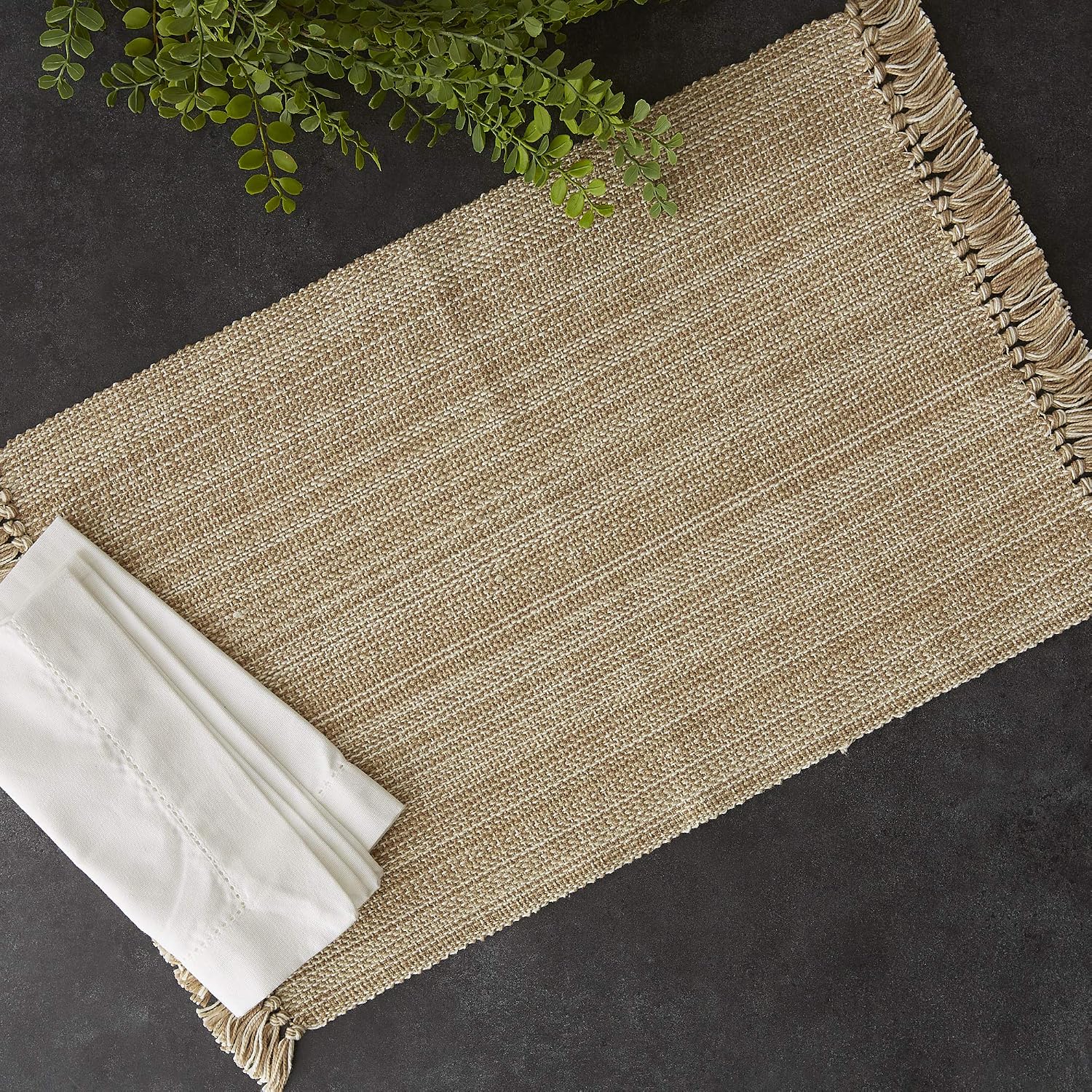 DII Variegated Tabletop Collection, Placemat Set3x19, Taupe, 6 Piece