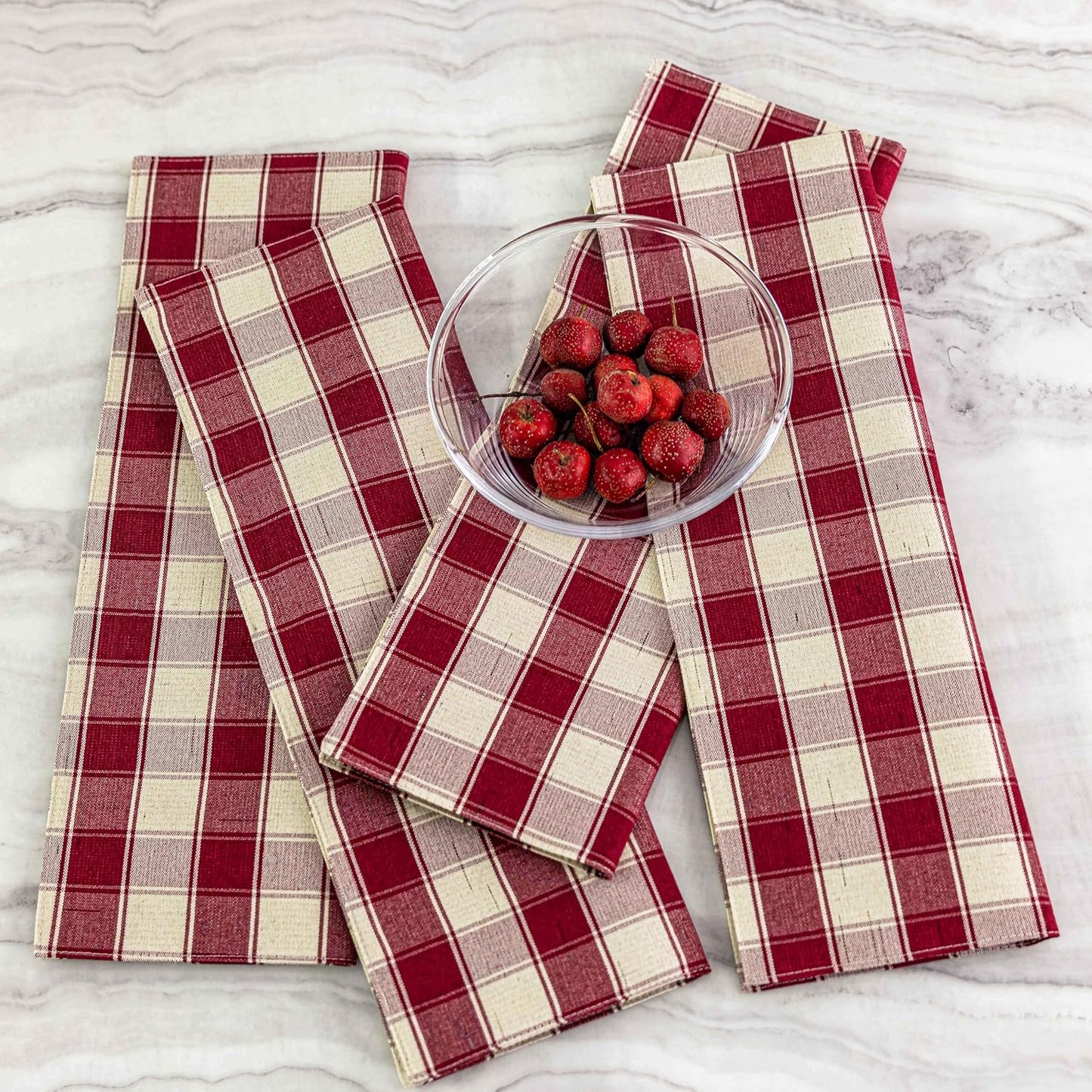 Home Brilliant Red Placemats Set of 6 Farmhouse Buffalo Plaid Table Mats Heat Resistant Dining Dinner Place Mats for