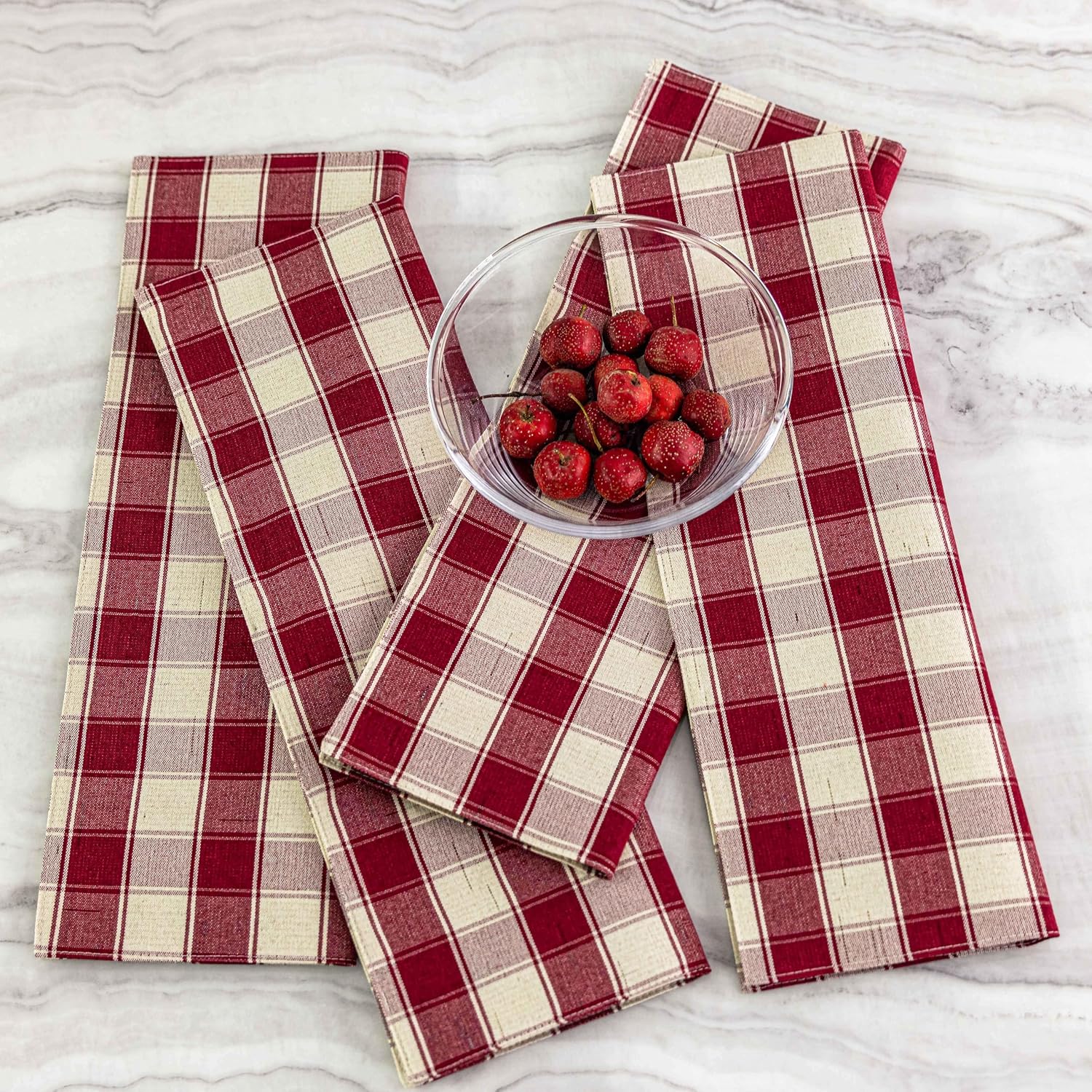Home Brilliant Red Placemats Set of 6 Farmhouse Buffalo Plaid Table Mats Heat Resistant Dining Dinner Place Mats for