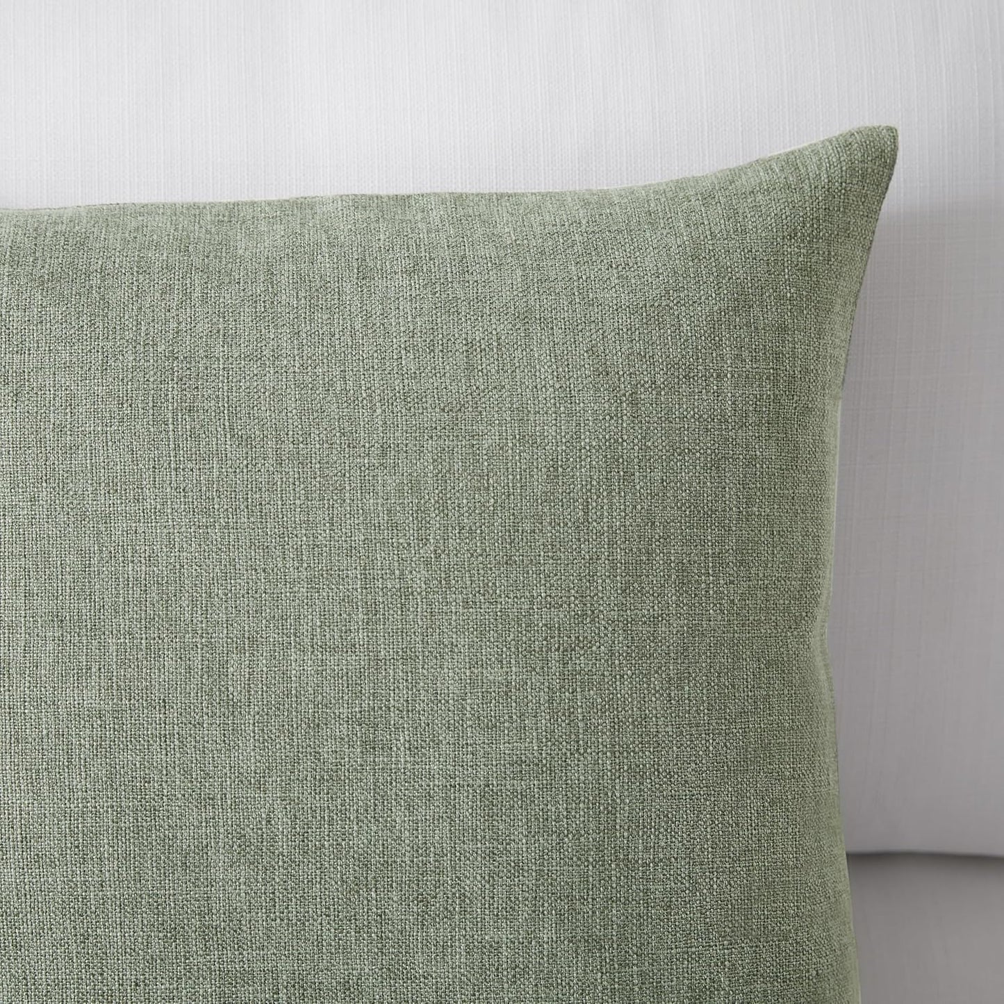 Modern Farmhouse Linen Blend Decorative Pillow Covers / Dark Sage / 18 x 18 / Set of 2