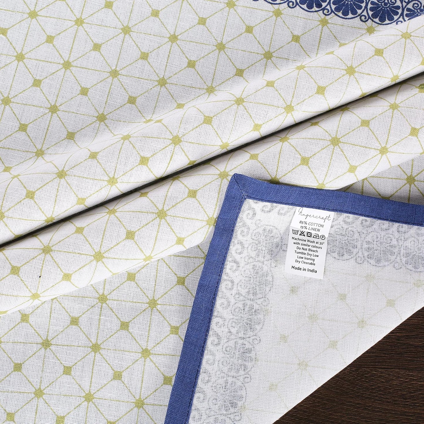 FINGERCRAFT Cloth Napkins Set of 12 Cotton Linen, 20x20 Inch, Lemon Leaf | Mitered corner, washable, soft, absorbent