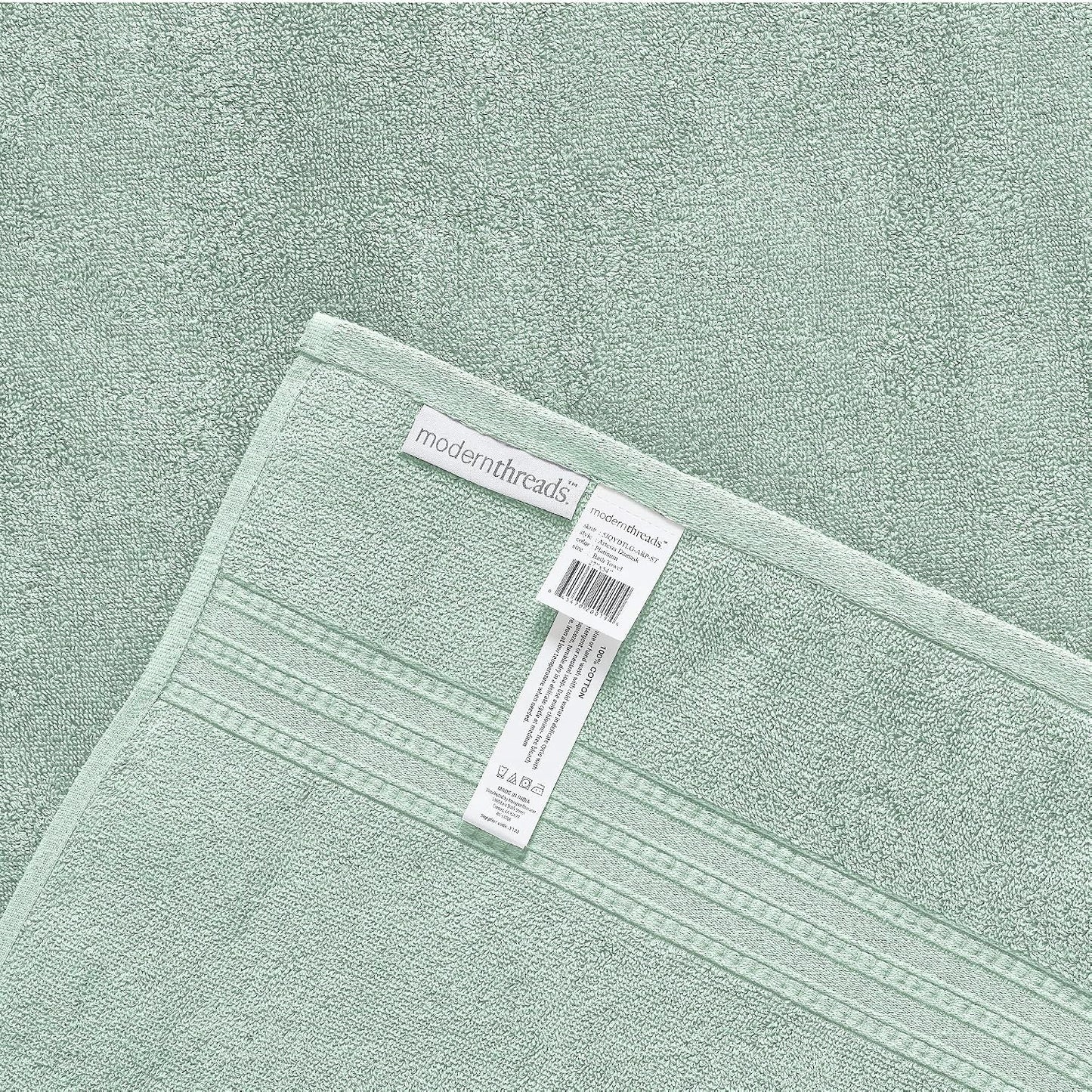 Modern Threads 6-Piece 100% Cotton Damask Medallion Towel Set, Sage | Highly Absorbent, Soft & Plush, Quick-Drying, 550