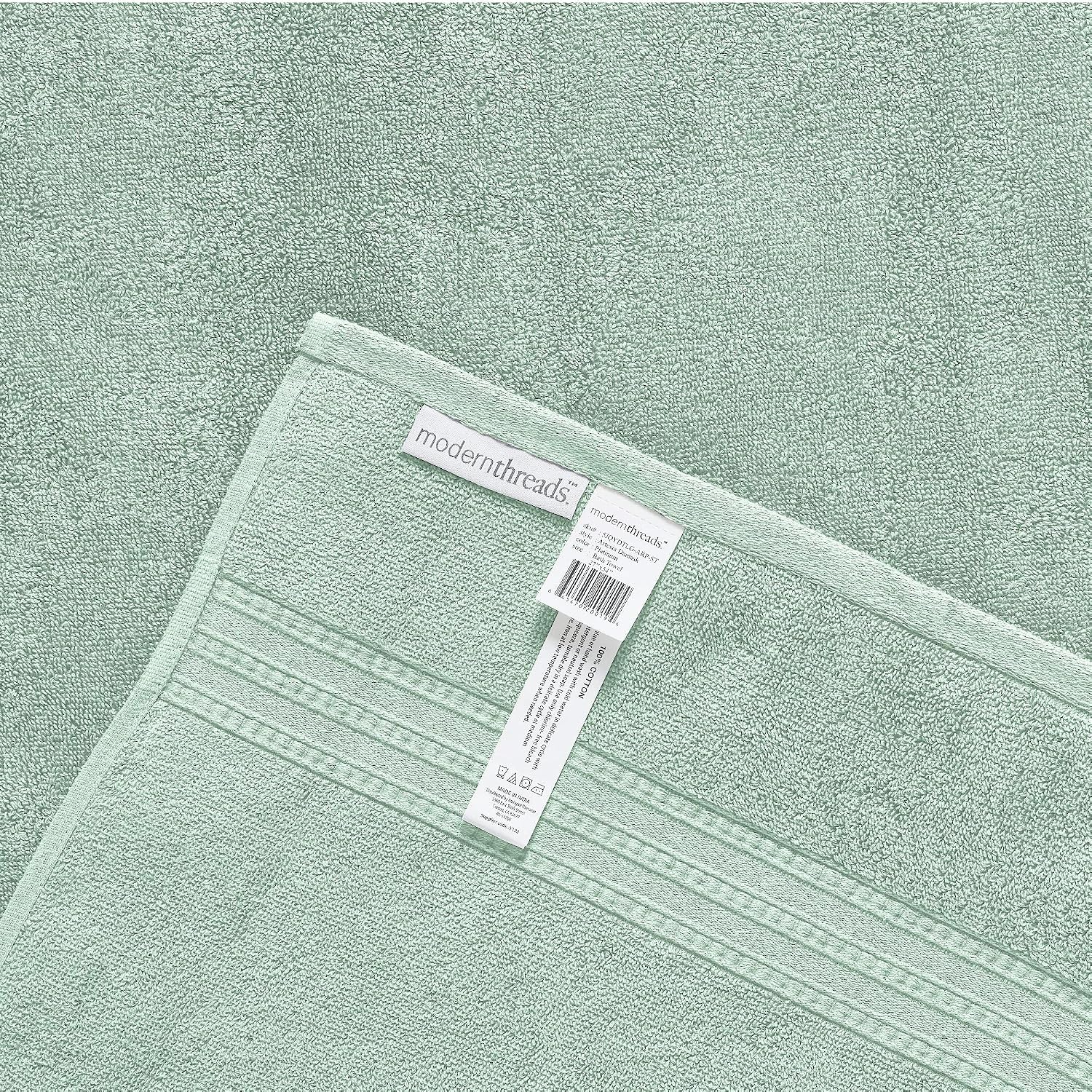 Modern Threads 6-Piece 100% Cotton Damask Medallion Towel Set, Sage | Highly Absorbent, Soft & Plush, Quick-Drying, 550