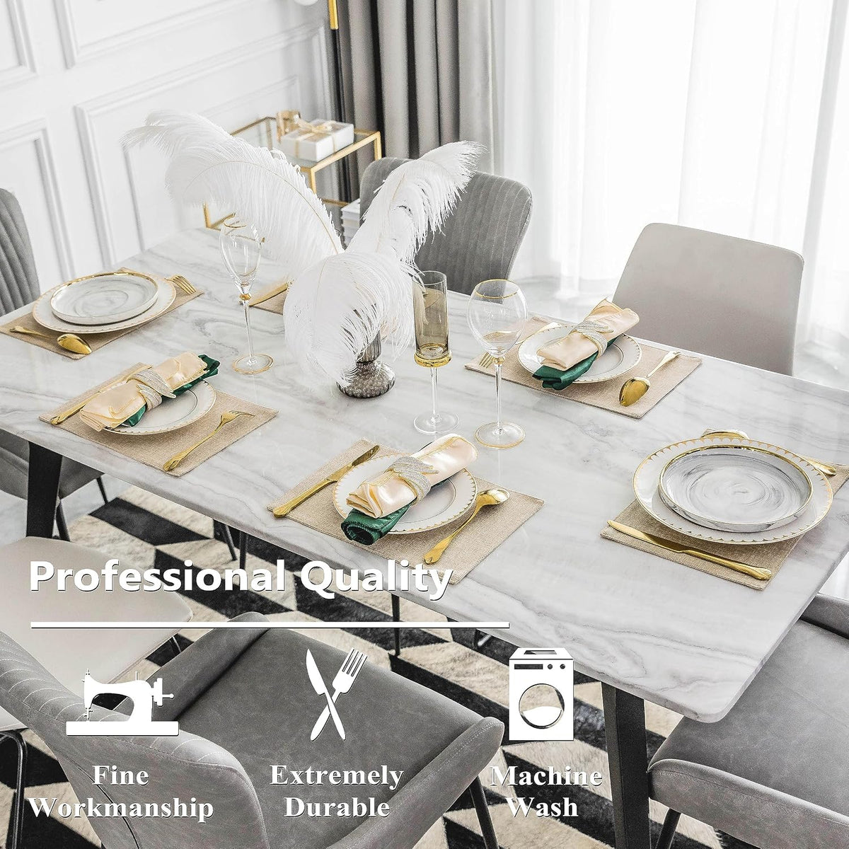 Home Brilliant Placemats Set of 8 Heat Resistant Dining Table Place Mats Plate Mat Cloth Placemats Kitchen Table Mats