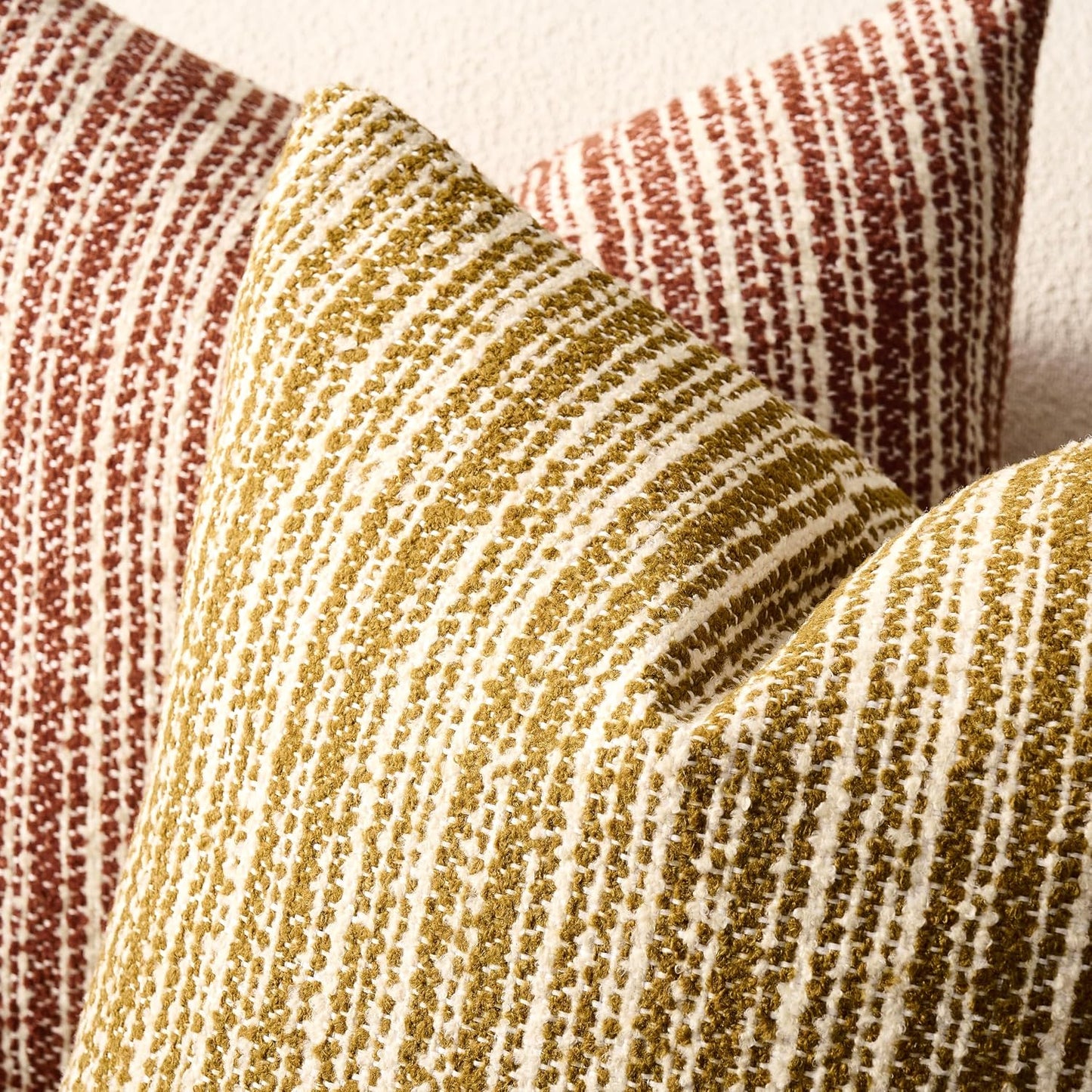 Throw Pillow Covers Textured Boucle Pillow Covers / 18 x 18 / Mustard Yellow / Set of 2