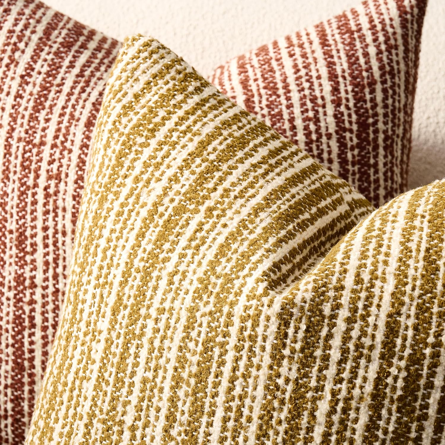 Throw Pillow Covers Textured Boucle Pillow Covers / 18 x 18 / Mustard Yellow / Set of 2