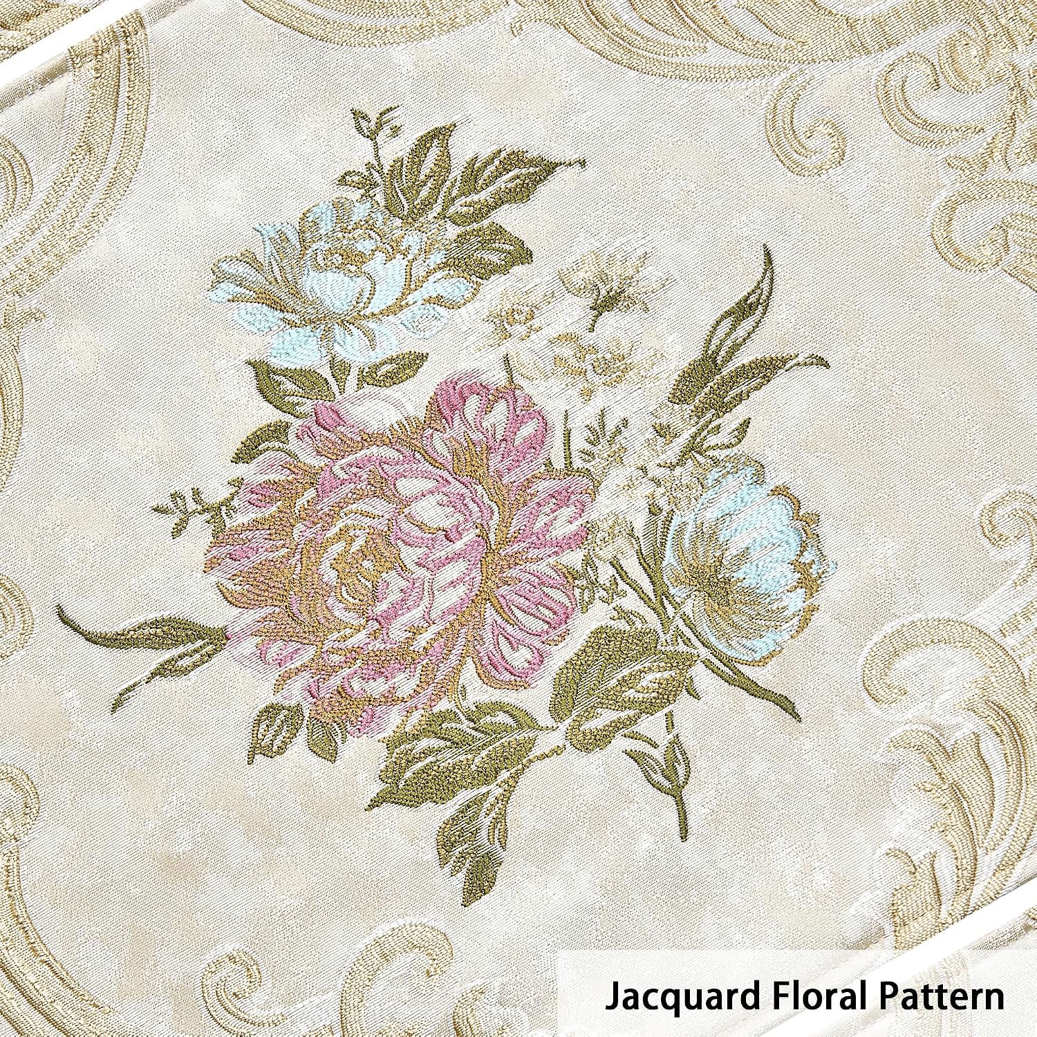 Loom and Mill Jacquard Floral Placemats Set of 4, Pearly Beige, 12x18in | Luxury Elegant Non-Slip Table Place Mats for