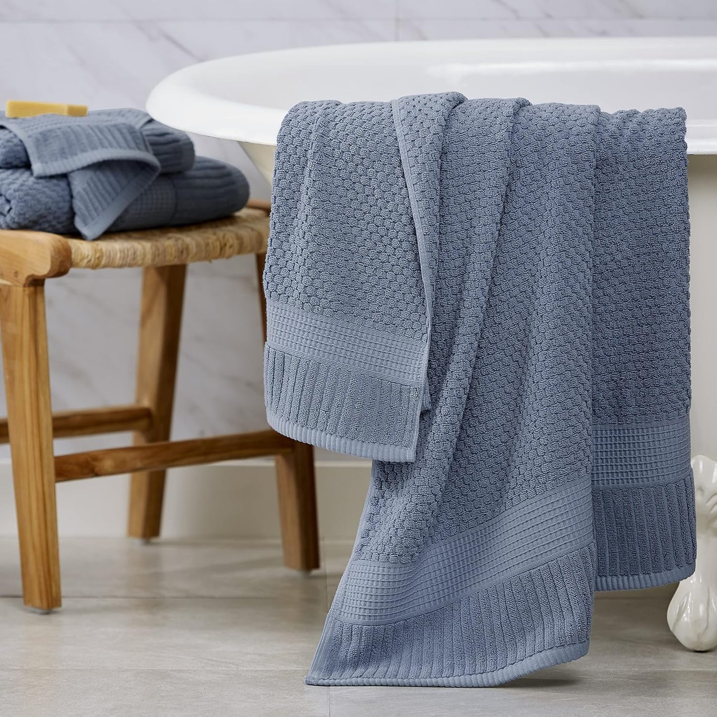 NY Loft 100% Cotton 4-Pack Bath Towel Set | Flint | Oeko-TEX | Quick-Dry | Four 30" x 52" Bath Towels | Super Absorbent