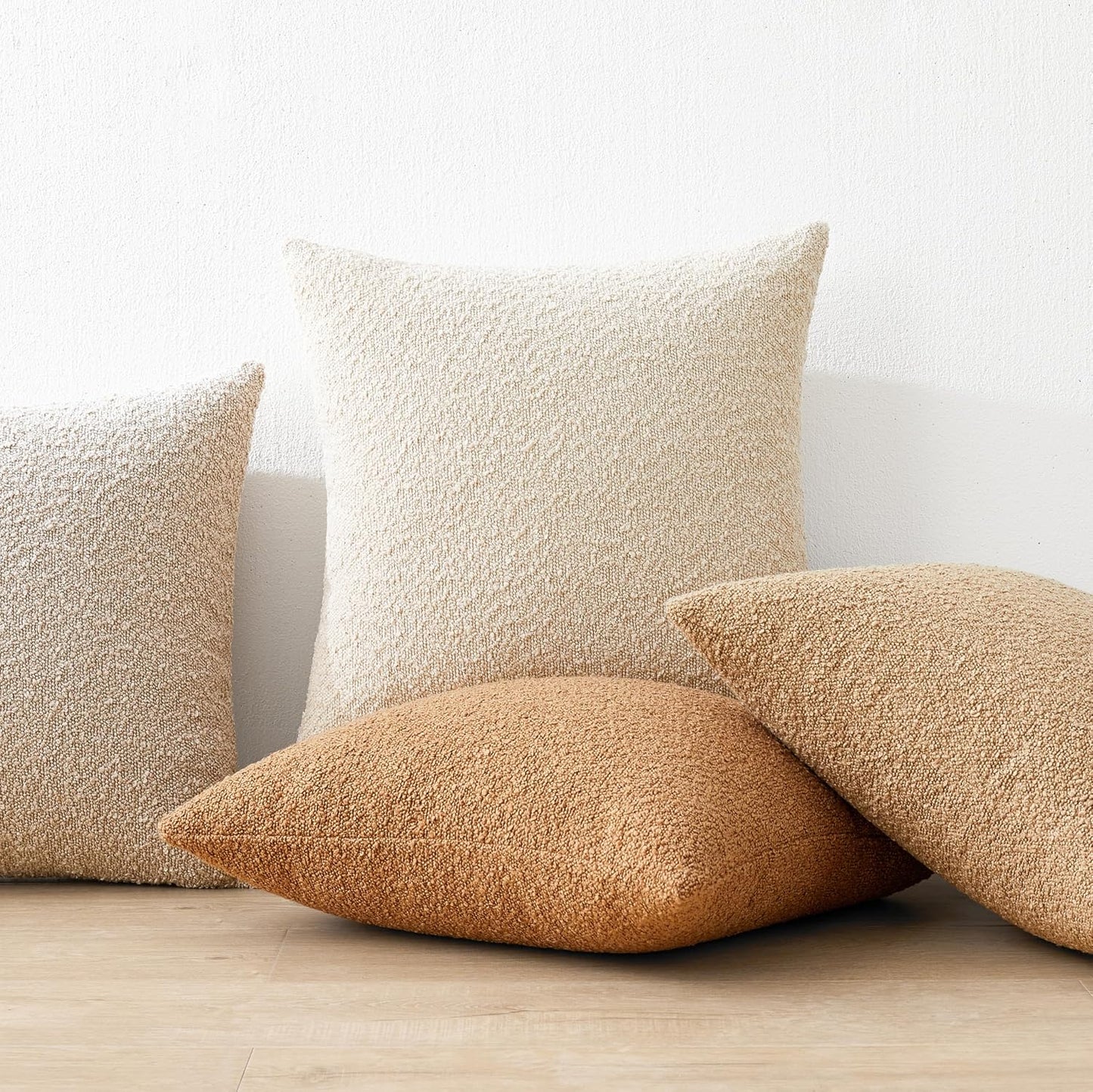 Textured Boho Pillow Covers / Camel / 18 x 18 / Set of 2
