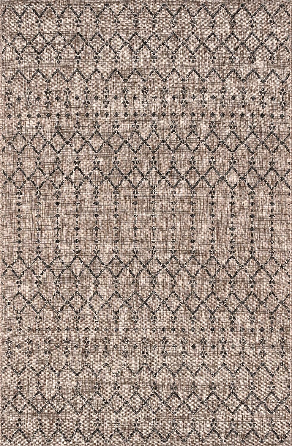 Ourika Textured Weave for Backyard / Natural/black / 9 x 10 / 7