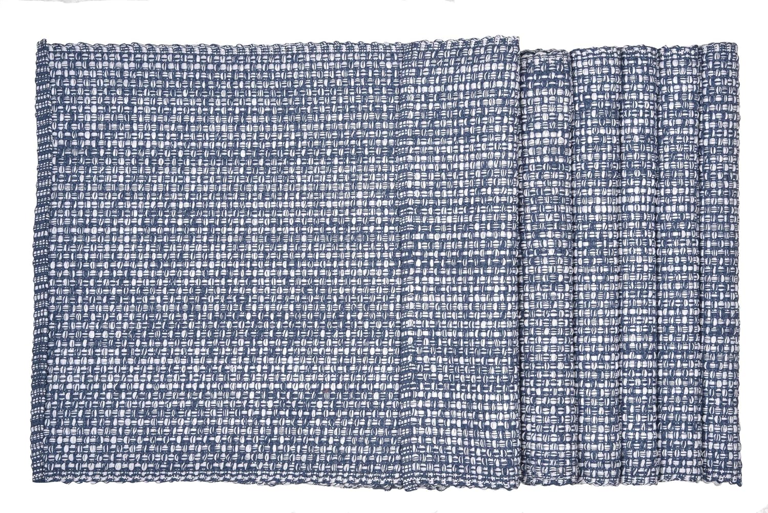 Urban Villa Two Tone Placemat Cotton Tablemat 14x20 (Set of 6) Blue White