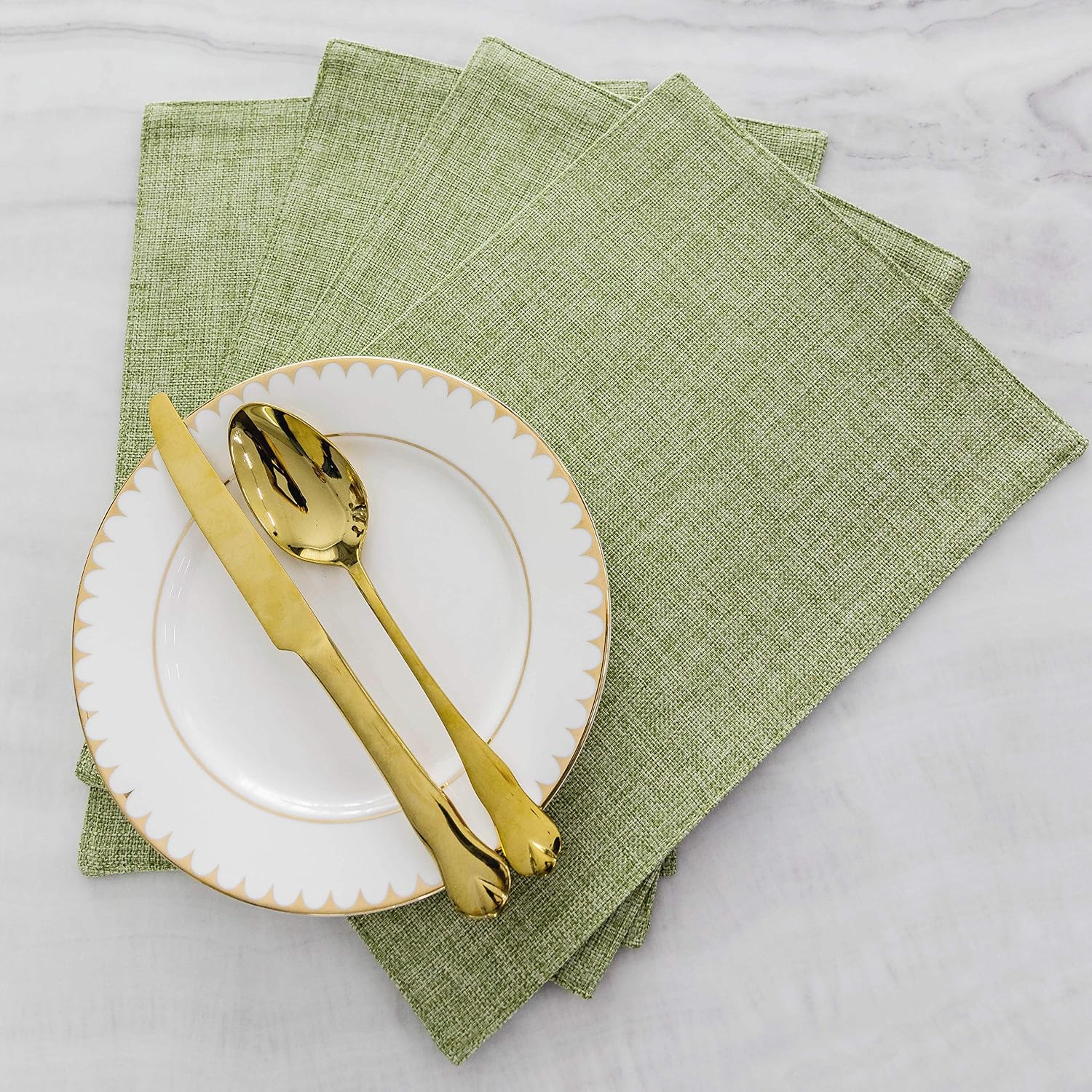 Home Brilliant Green Placemat Set of 8 Washable Place Mats Placemats Heat Resistant Sage Placemat for Dining Table