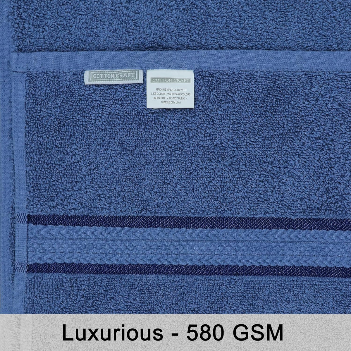 COTTON CRAFT Ultra Soft Bath Towels - 4 Pack 100% Cotton Large 30x54 inches | Oversized 580 GSM Absorbent Blue Bath