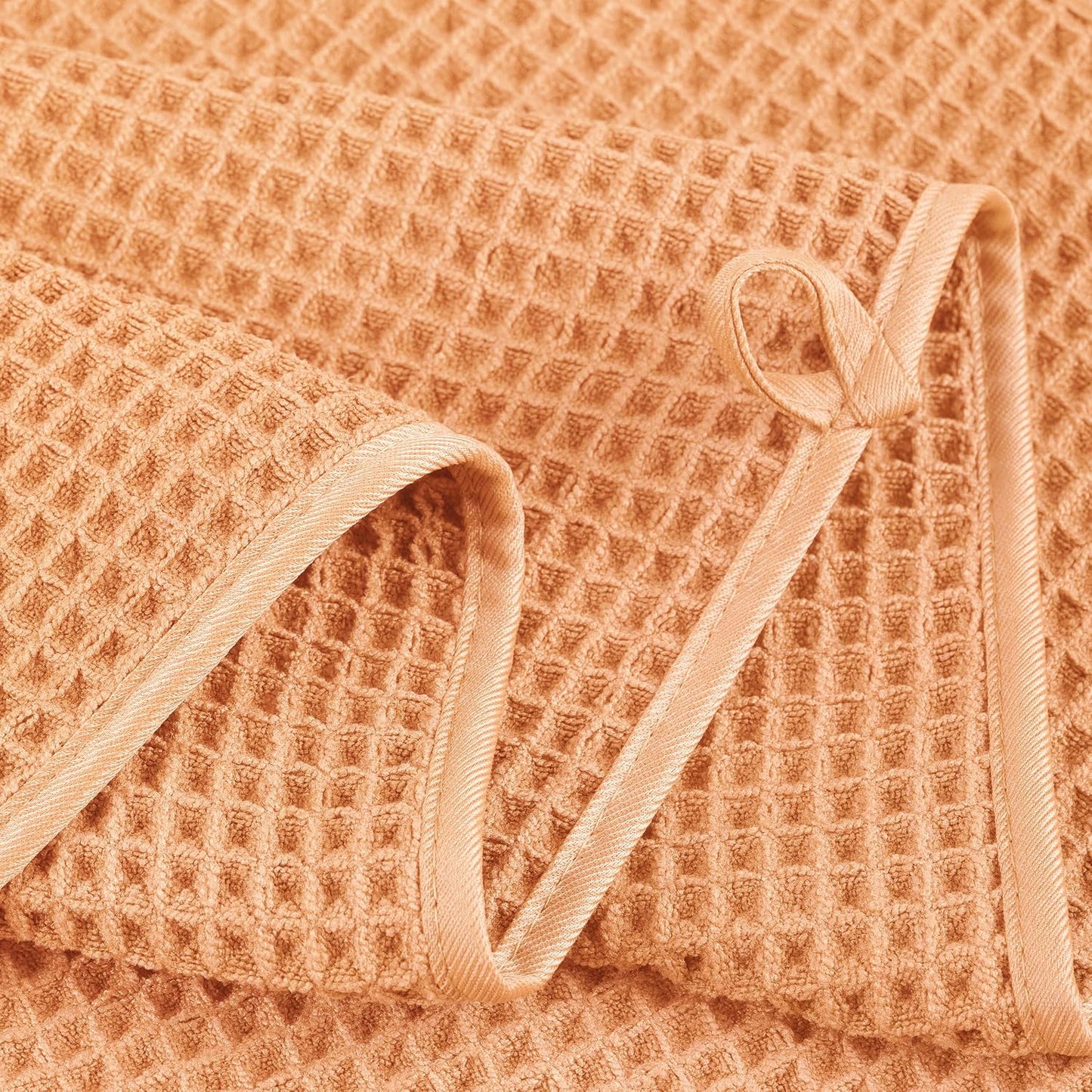 POLYTE 430 GSM Poly Blend Microfiber Quick Dry Waffle Bath Towel Set of 6 | 2-Body Towels, 2-Hand Towels, 2-Wash