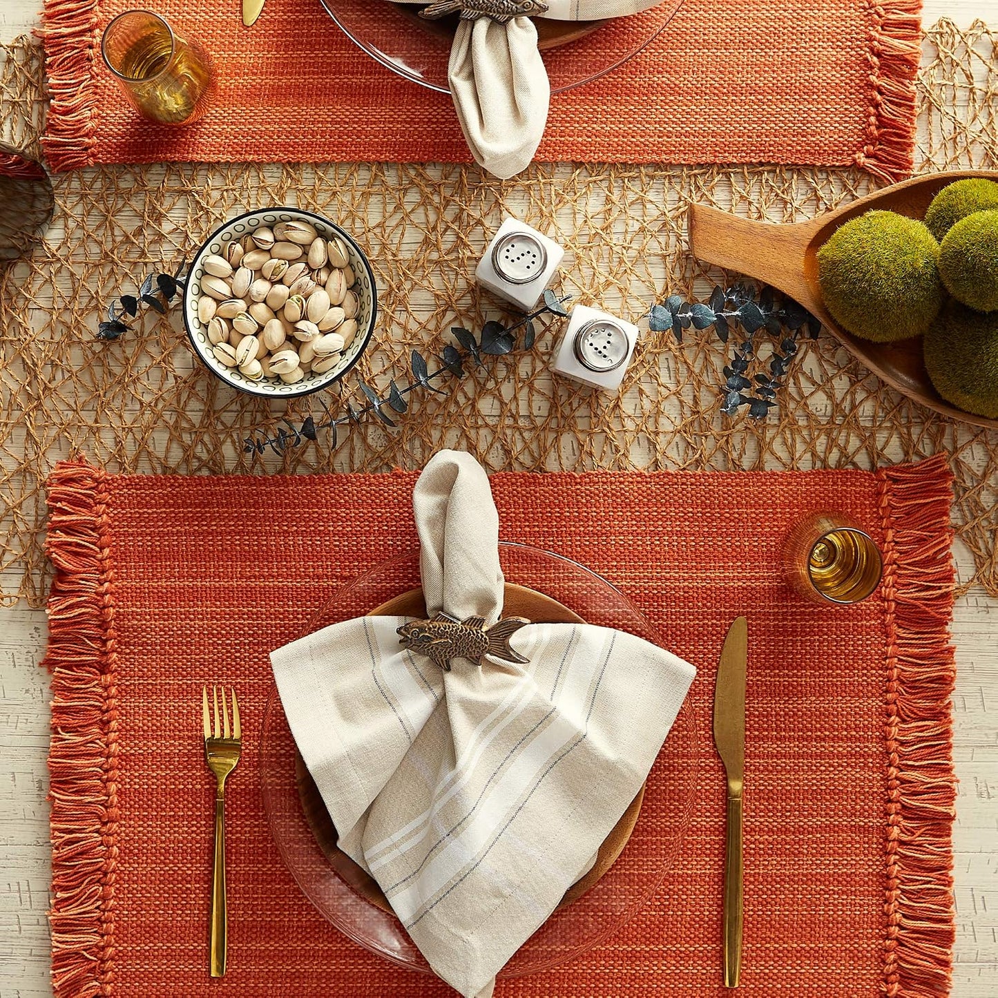 DII Variegated Tabletop Collection, Placemat Set 13x19, Spice, 6 Piece