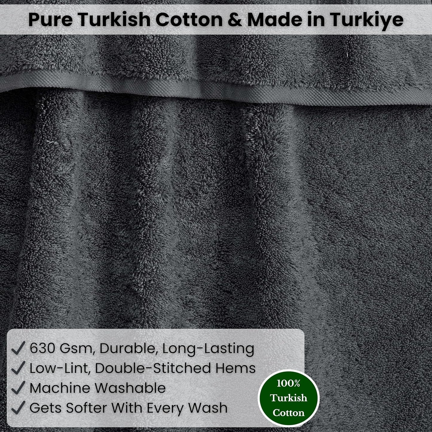 SALBAKOS Luxury 100% Turkish Cotton Bath Sheet 40x80 in (1-Piece, Gray) | Extra Large Jumbo Oversized Bathroom and