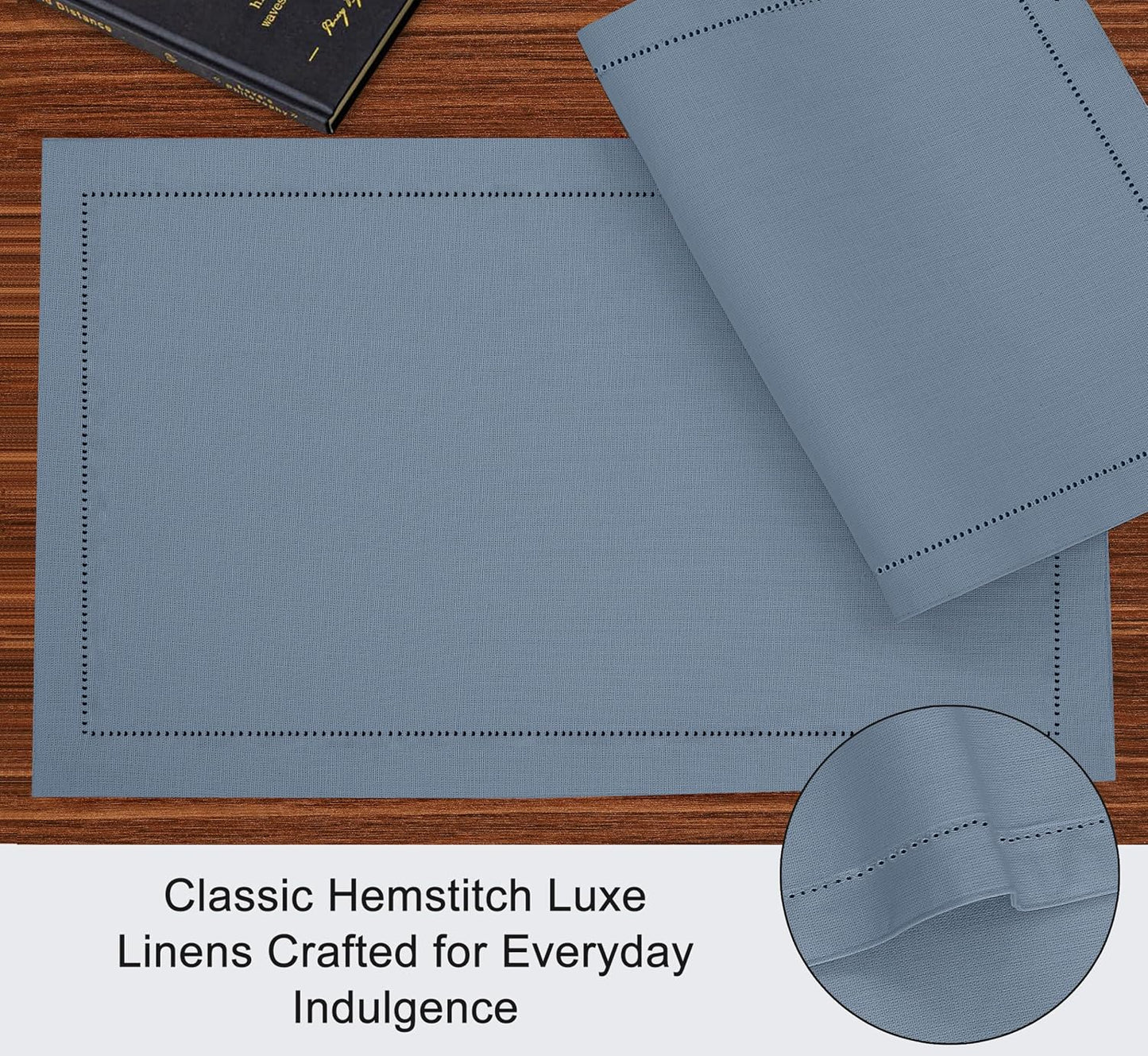 Ruvanti Placemats Set of 6, Linen Cotton Blend Place Mats, 13x19 – Grey | Heat, Stain resistant, Washable, Non-Slip