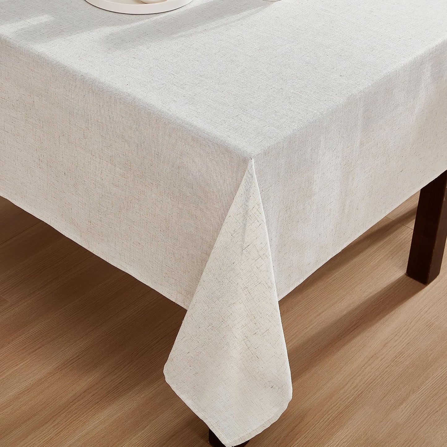 Laura Ashley Dothan Linen Blend Tablecloth, 60" x 84", Taupe | Combines the luxurious feel and beauty of natural linen