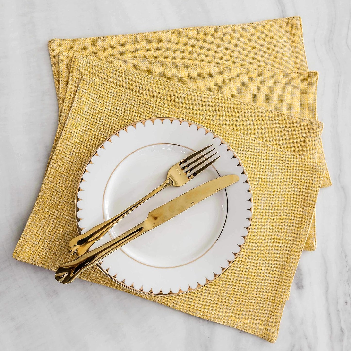 Home Brilliant Cloth Placemats Set of 8 Linen Placemat Washable Heat Resistant Dining Table Place Mats for Kitchen